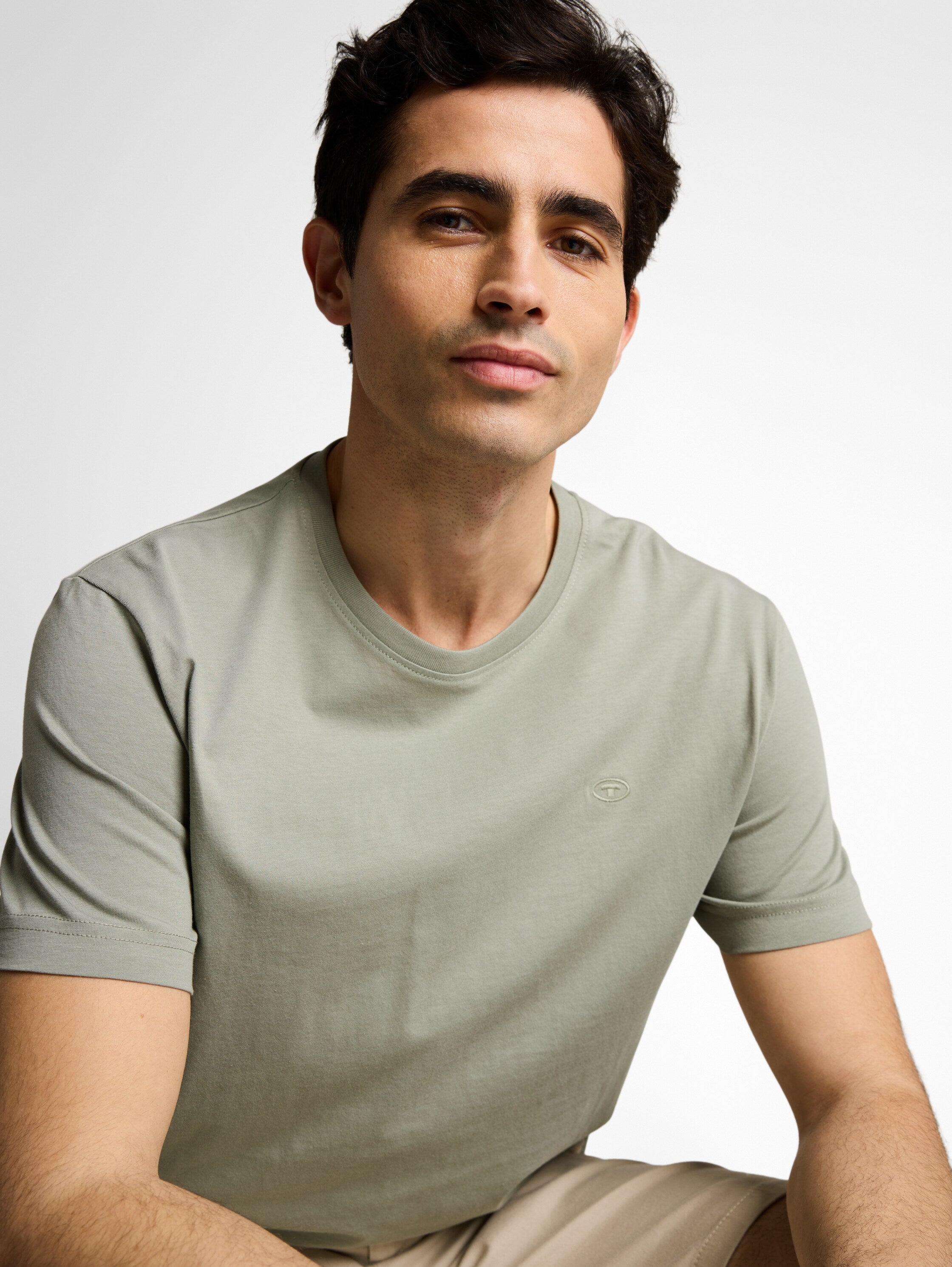 Tom Tailor Green Short Sleeved Round Neck Plain T-Shirt