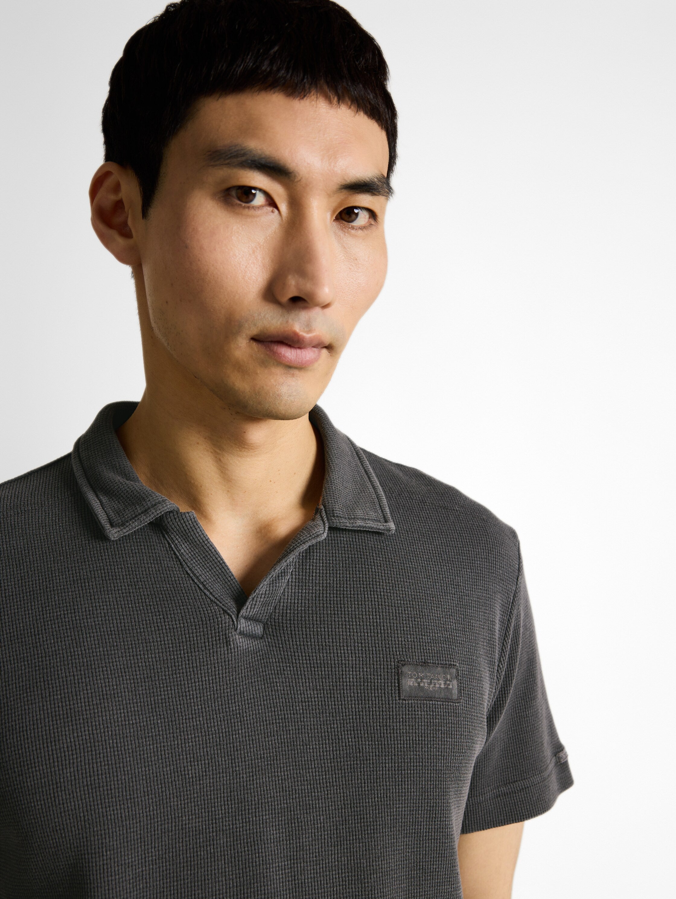 Tom Tailor Tarmac Grey Short Sleeved Polo With Logo