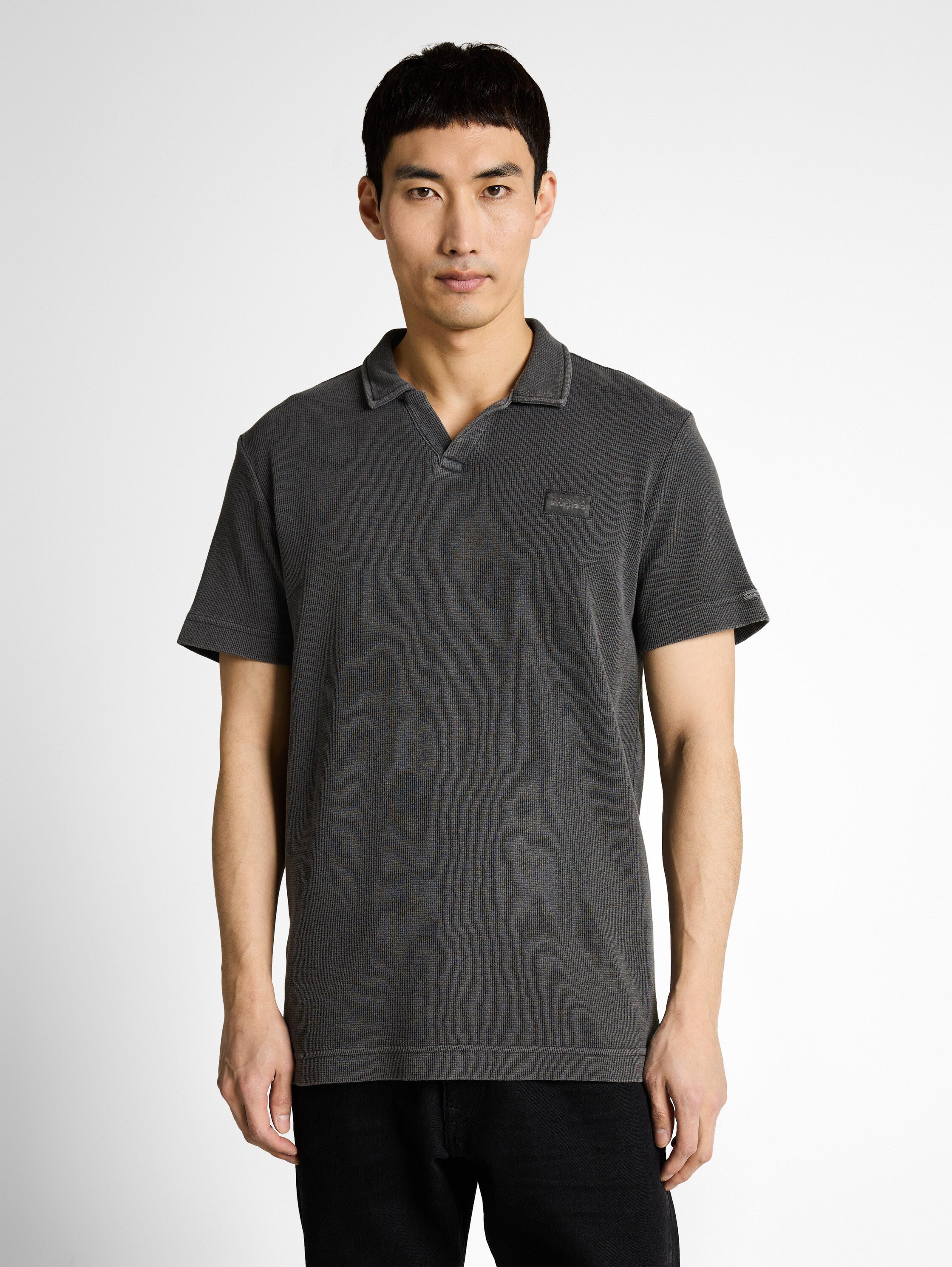 Tom Tailor Tarmac Grey Short Sleeved Polo With Logo