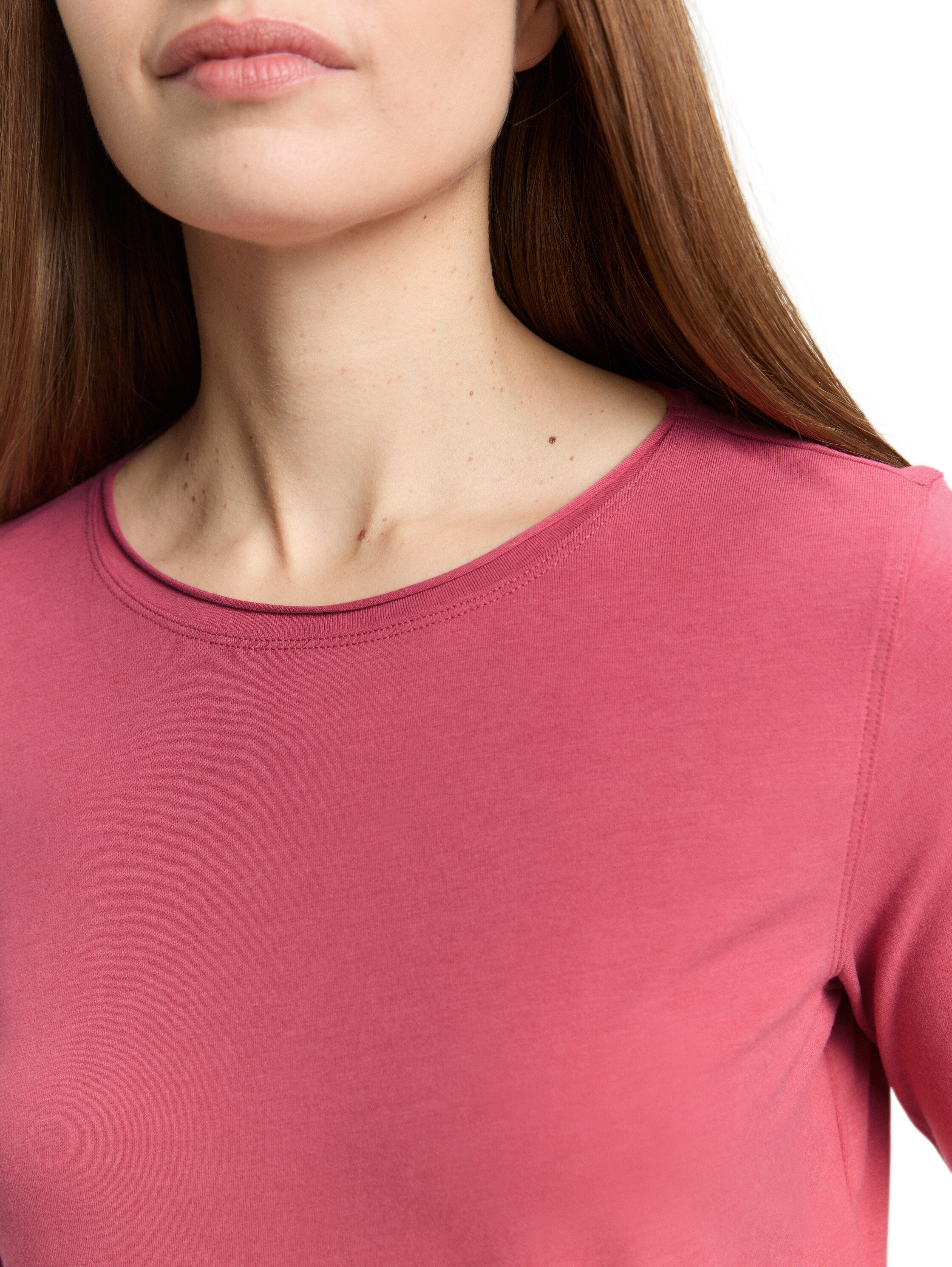Tom Tailor Pink Basic long-sleeved T-shirt