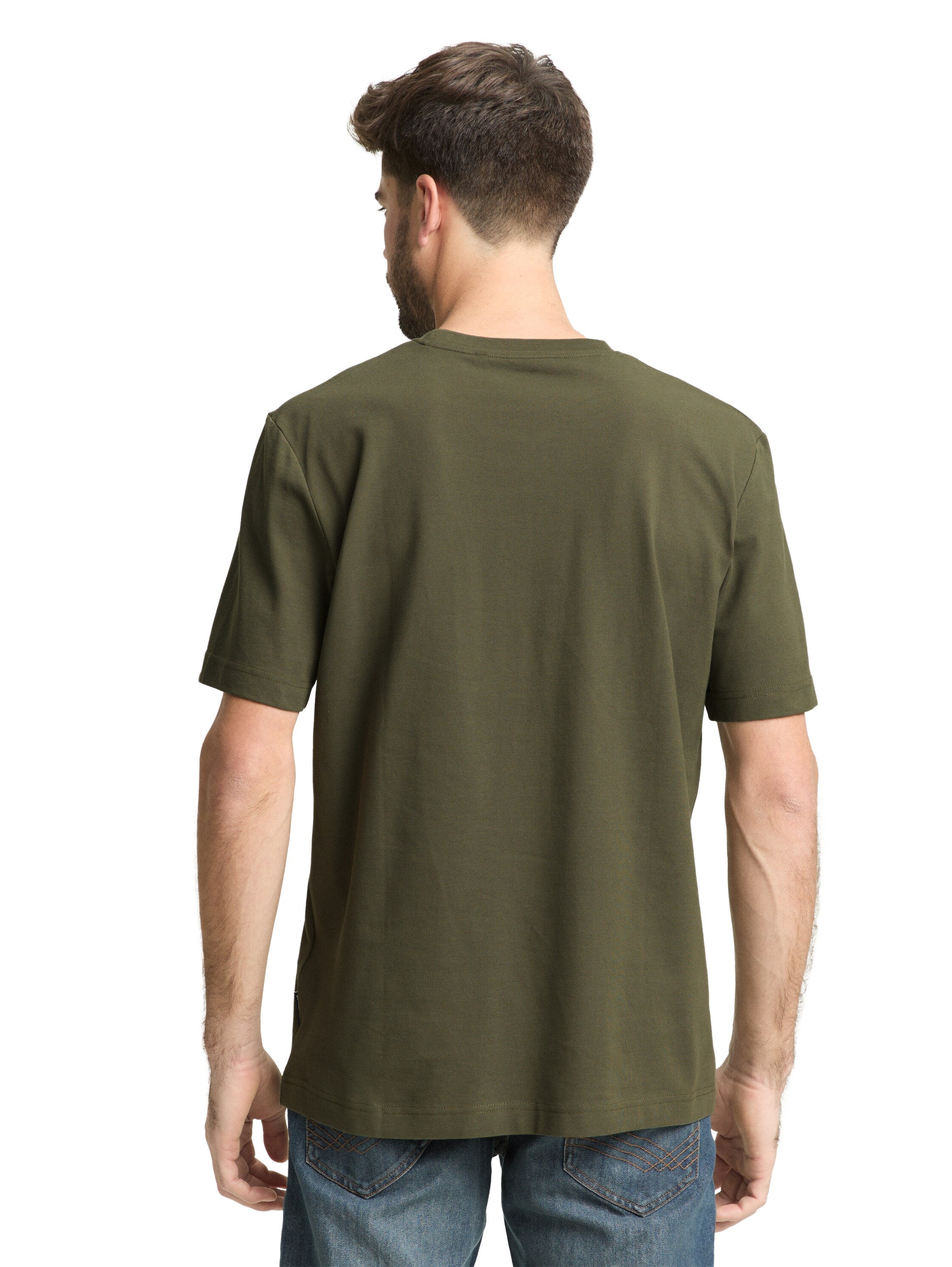 Tom Tailor Olive Round Neck Cotton Basic T-Shirt
