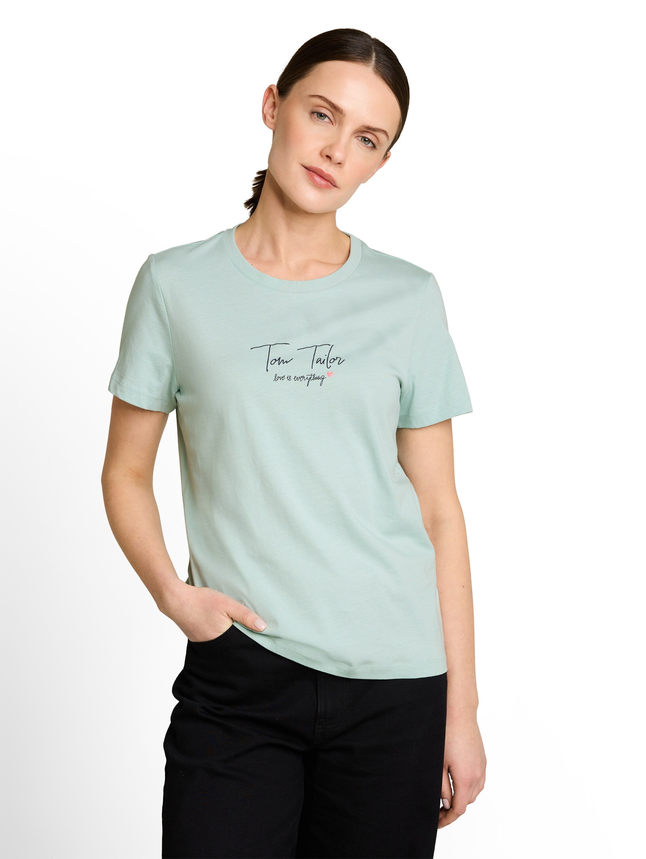 Tom Tailor Blue Haz T-shirt With Logo Print