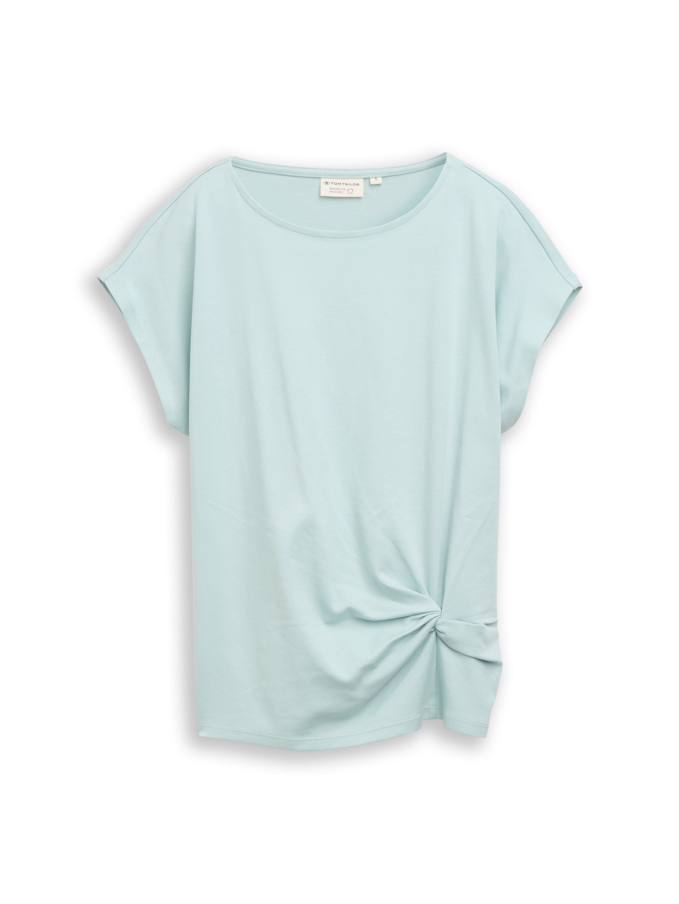 Tom Tailor Blue Short Sleeved Plain T-shirt With Knot Detail On The Front