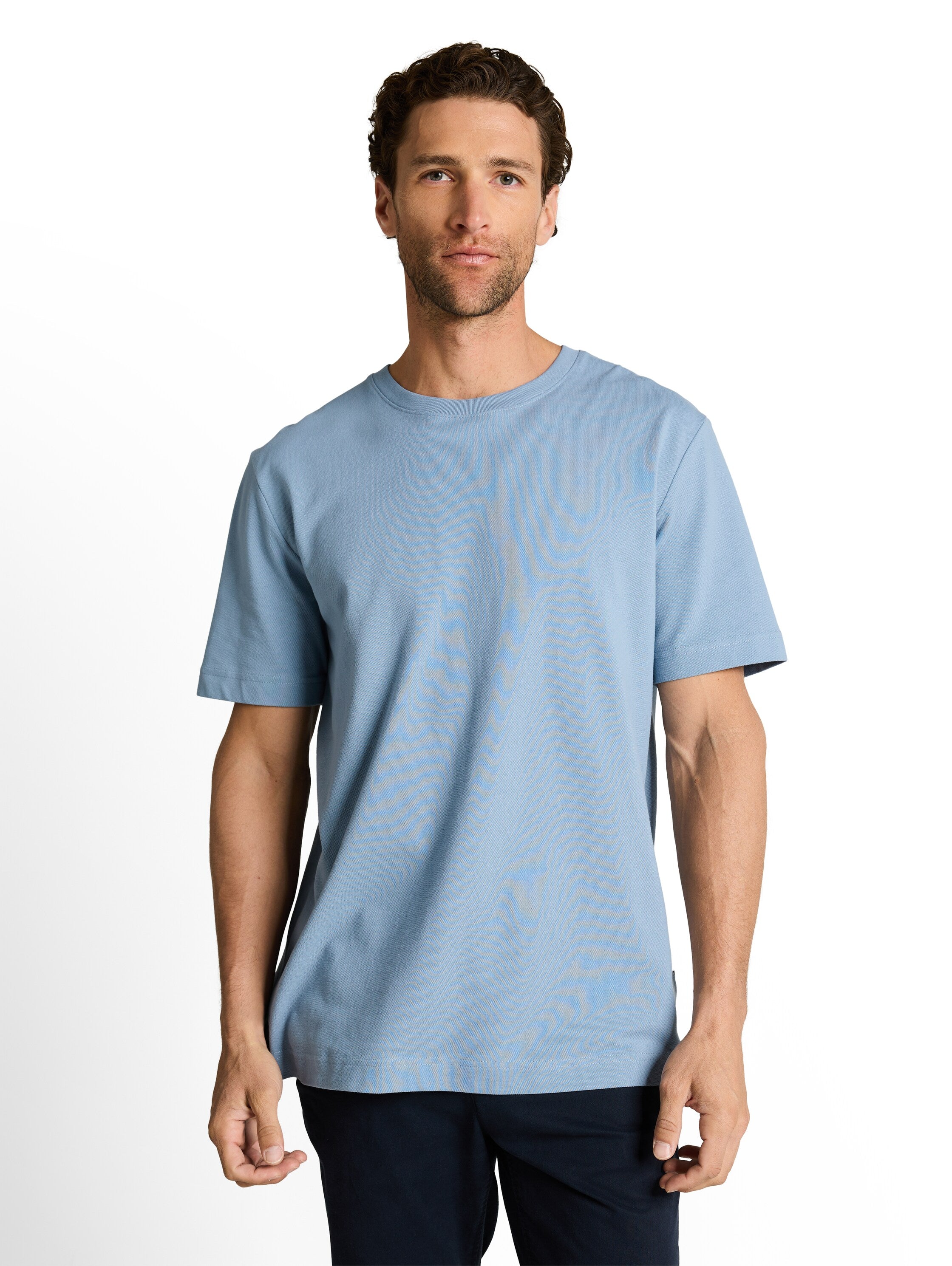 Tom Tailor Blue Round Neck Cotton Basic T-Shirt