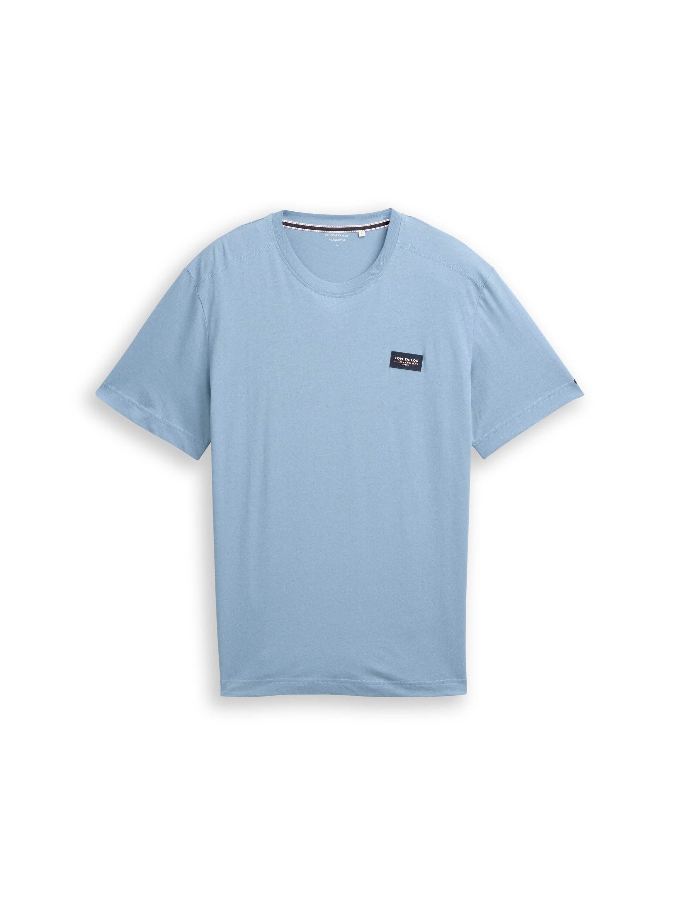 Tom Tailor Blue Cotton T-Shirt With Logo Badge