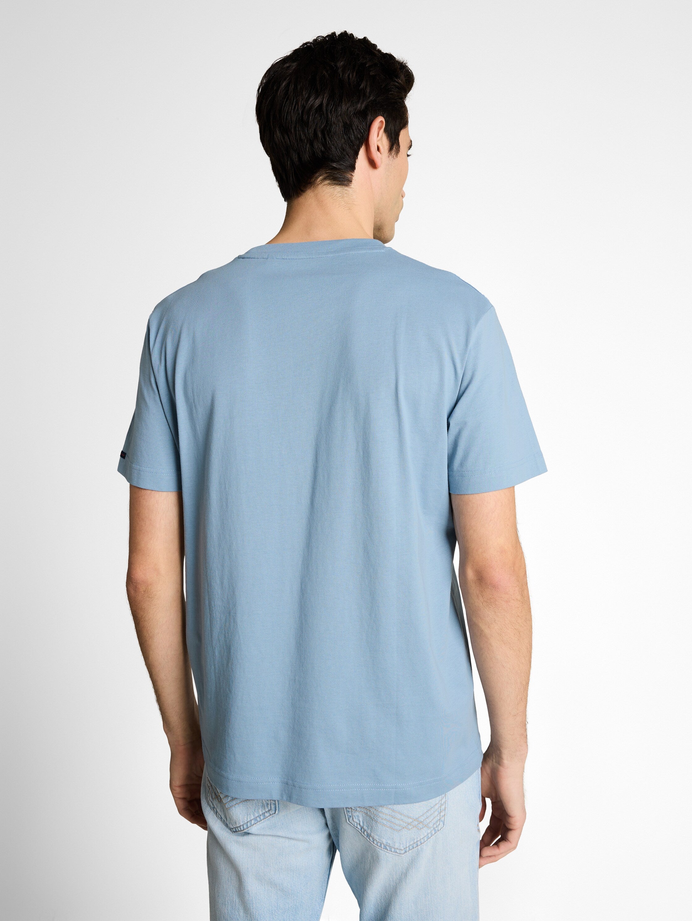 Tom Tailor Blue Cotton T-Shirt With Logo Badge