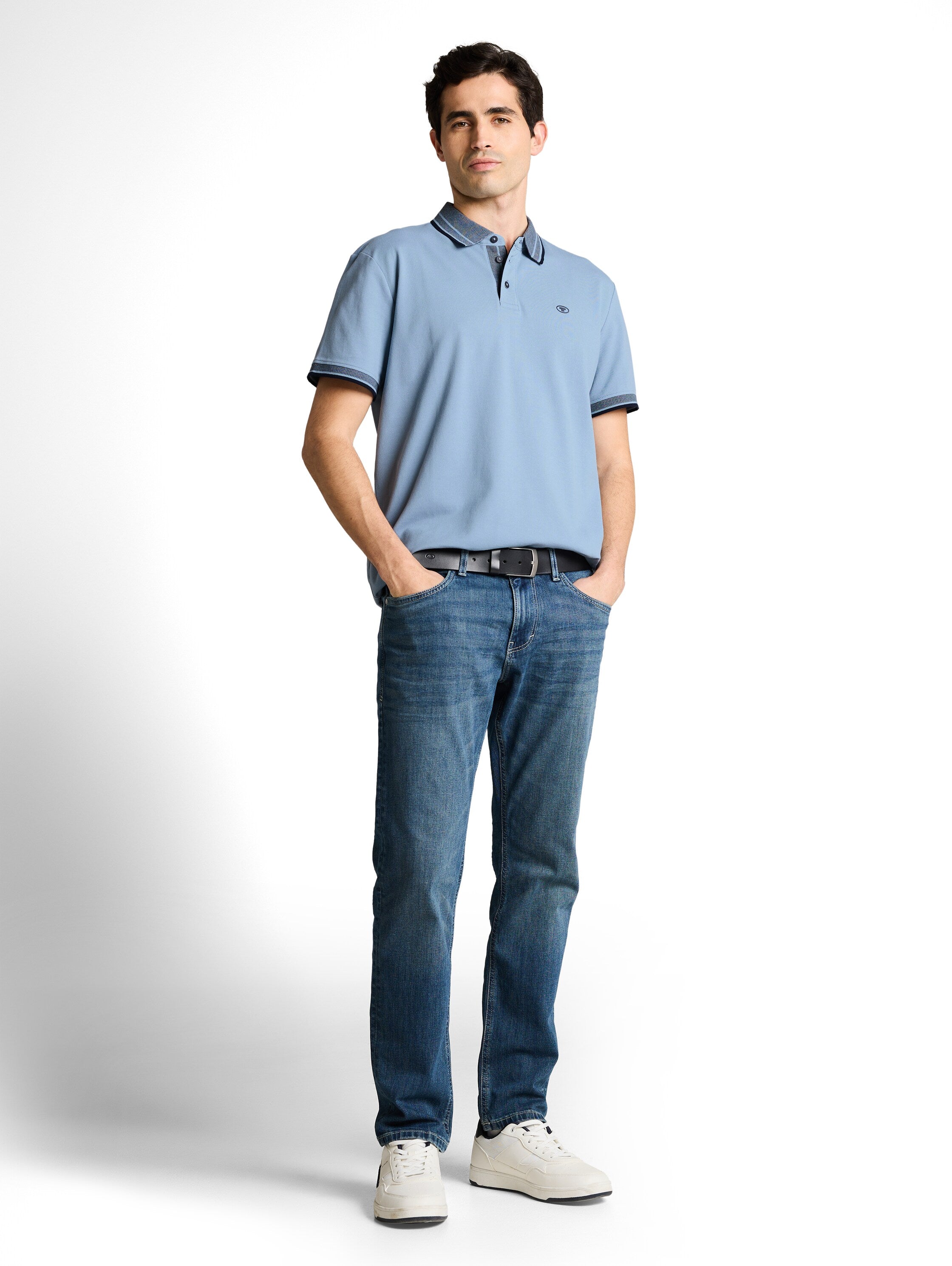 Tom Tailor Blue Polo Shirt With Logo Print