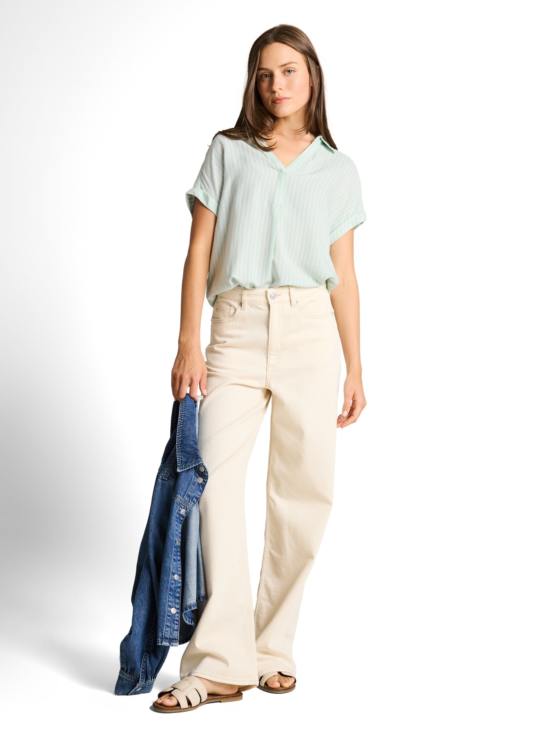 Tom Tailor Blue Haz White Stripe Loose-Fit Blouse