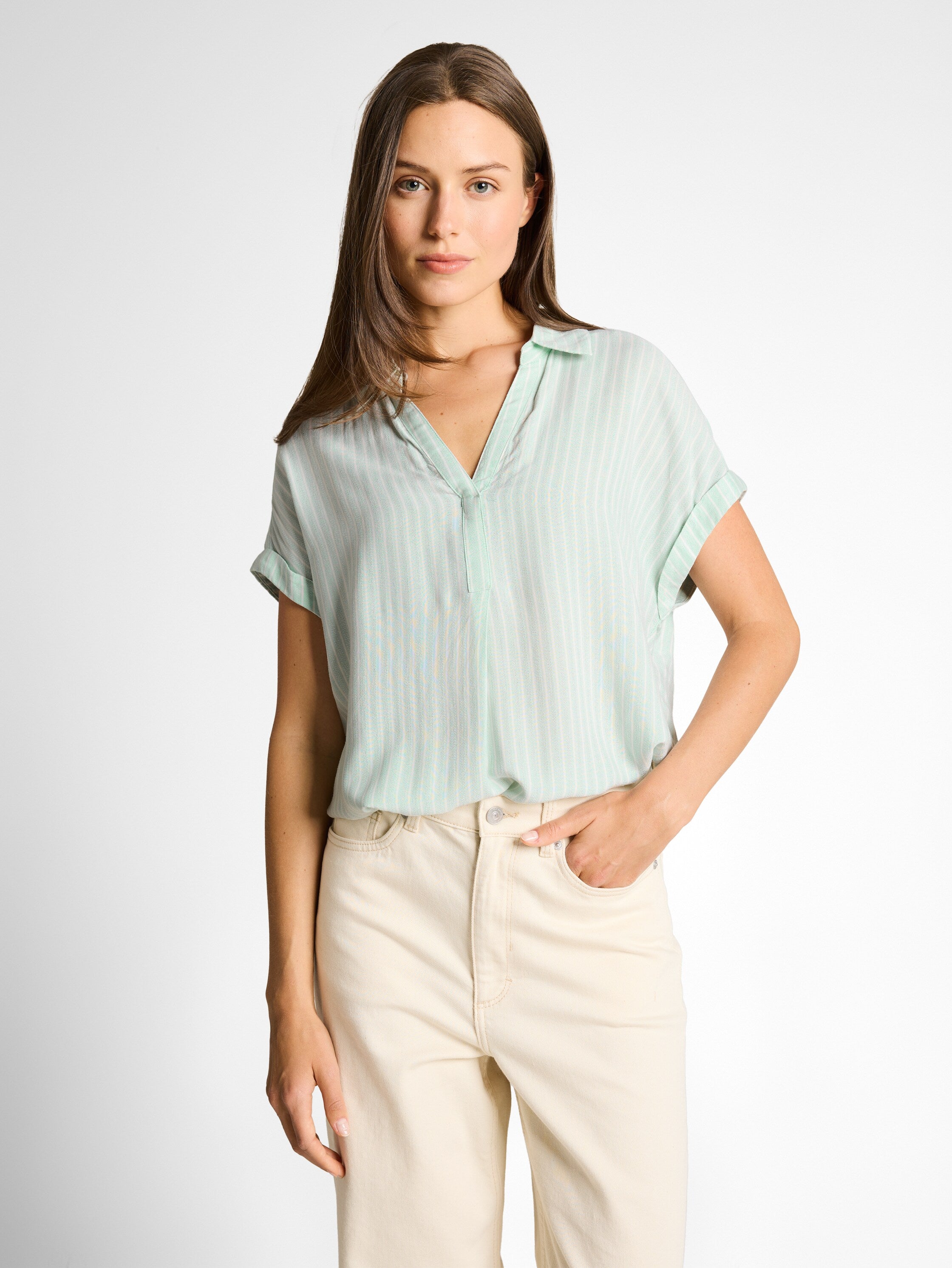 Tom Tailor Blue Haz White Stripe Loose-Fit Blouse