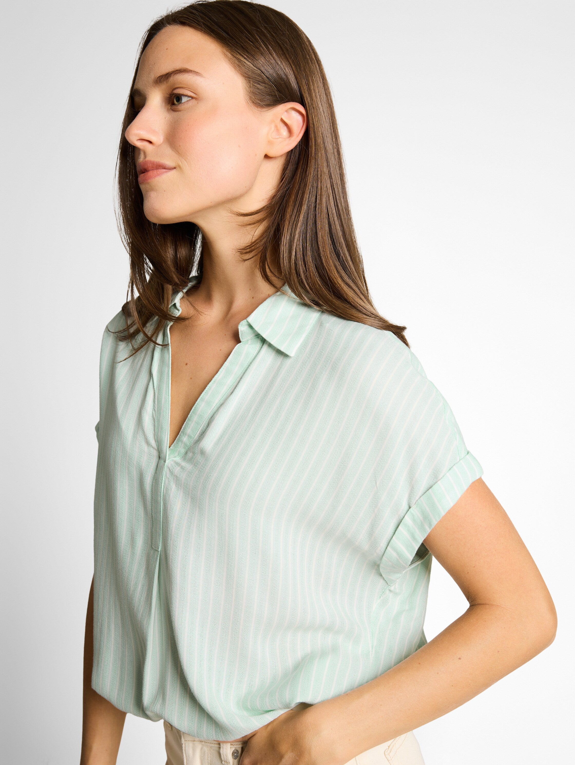 Tom Tailor Blue Haz White Stripe Loose-Fit Blouse