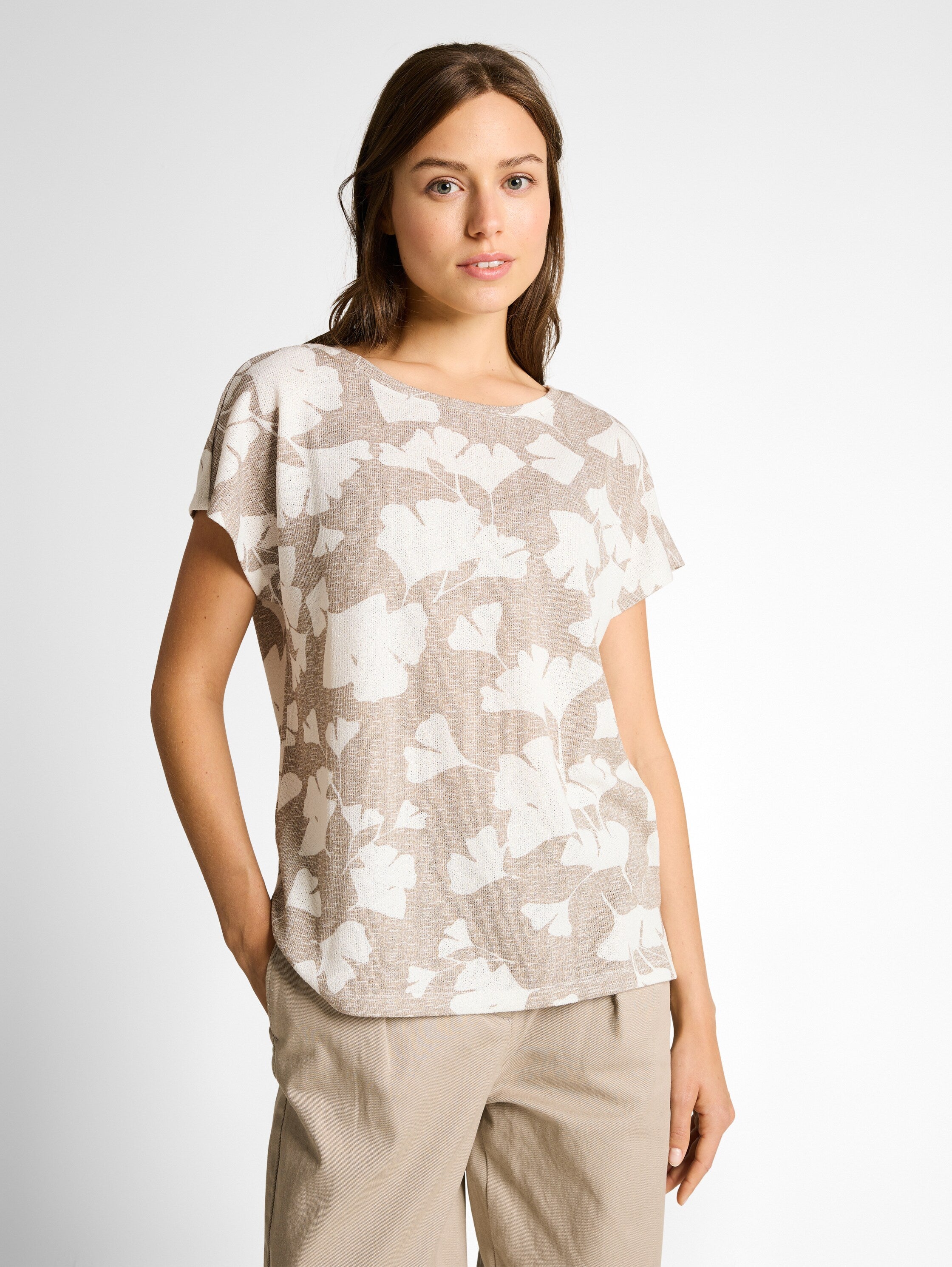 Tom Tailor Patterned T-Shirt With a Knitted Look And Short Side Slits