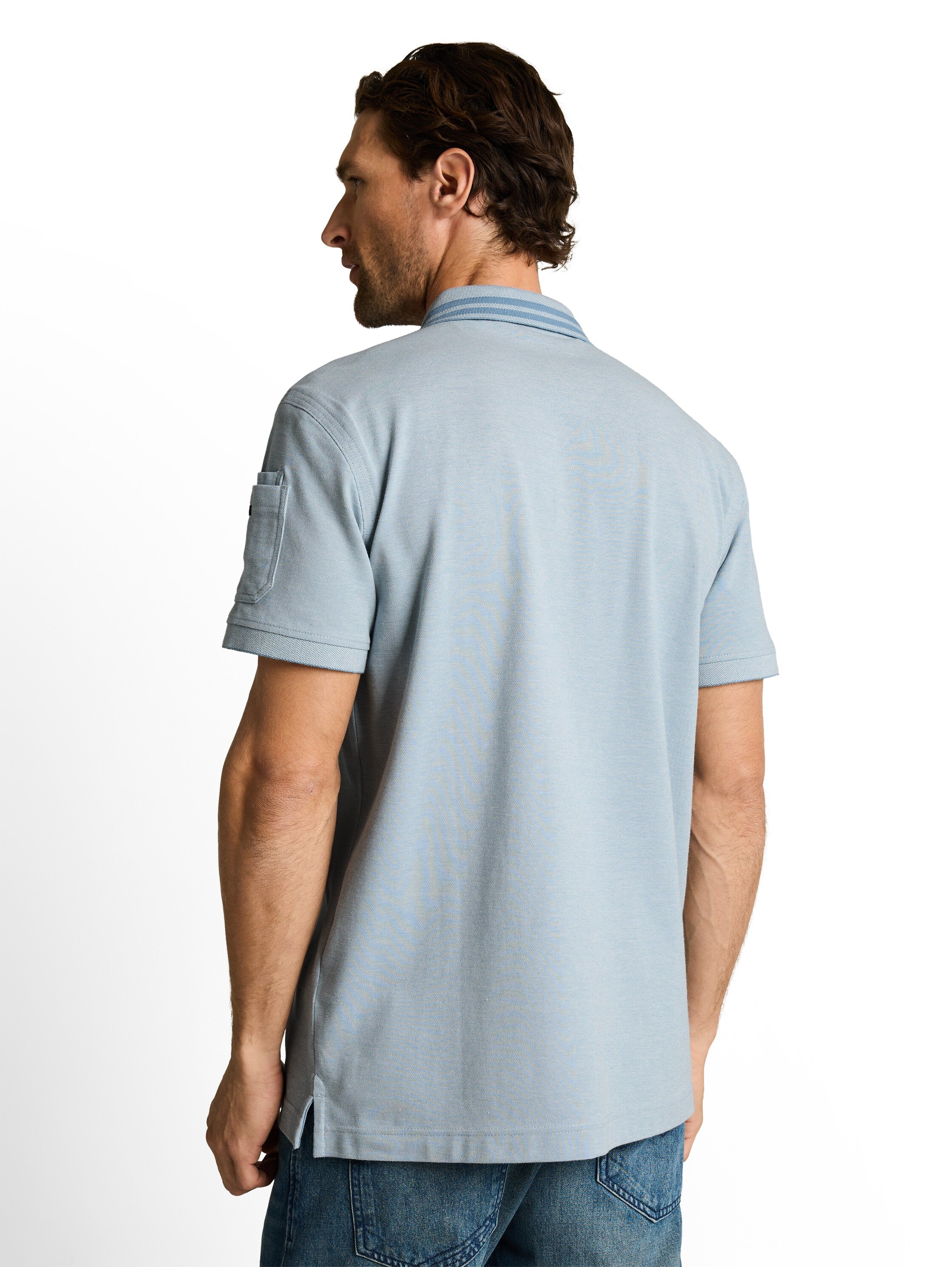 Tom Tailor Blue Polo With Sleeved Pocket
