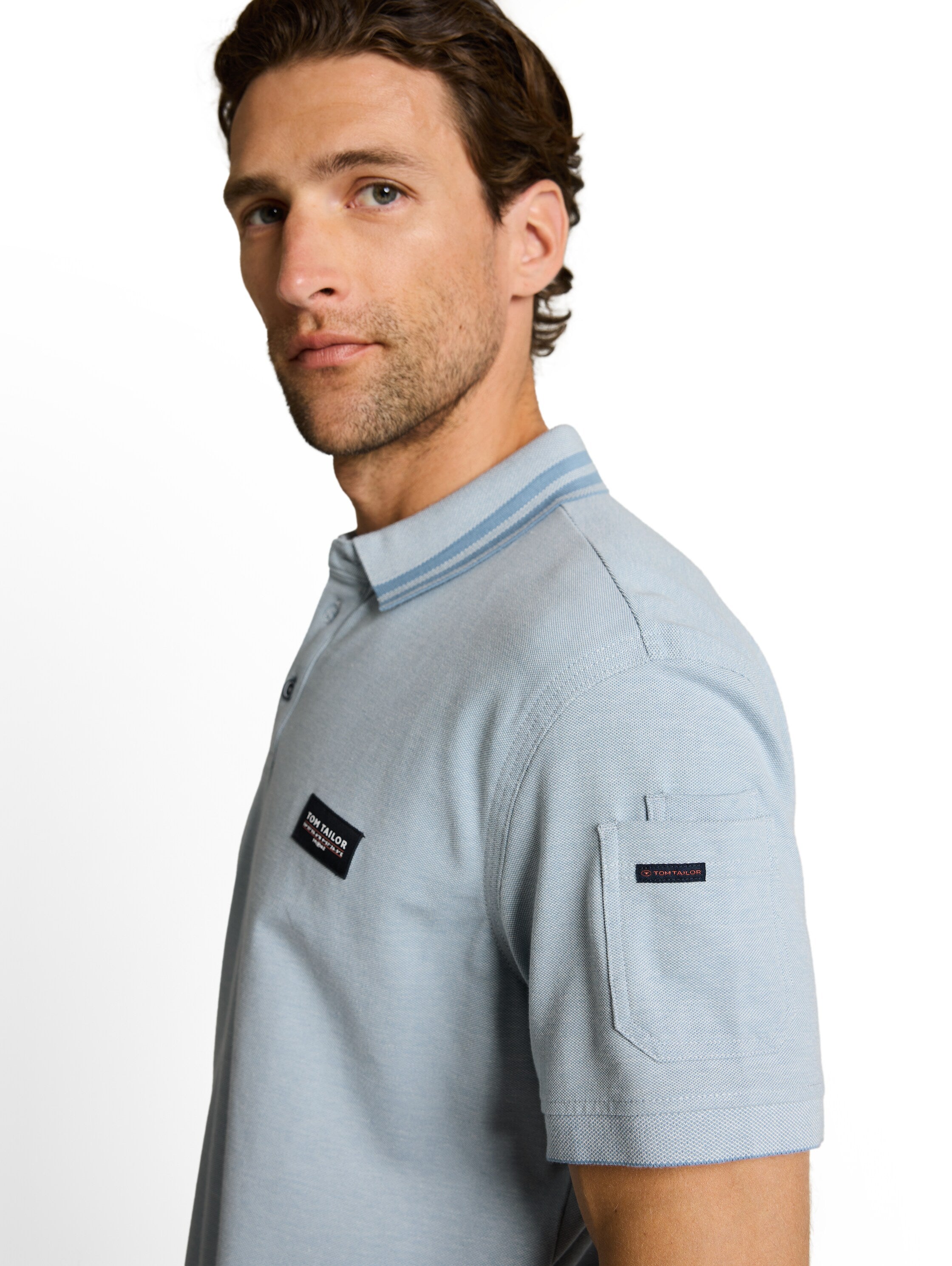 Tom Tailor Blue Polo With Sleeved Pocket