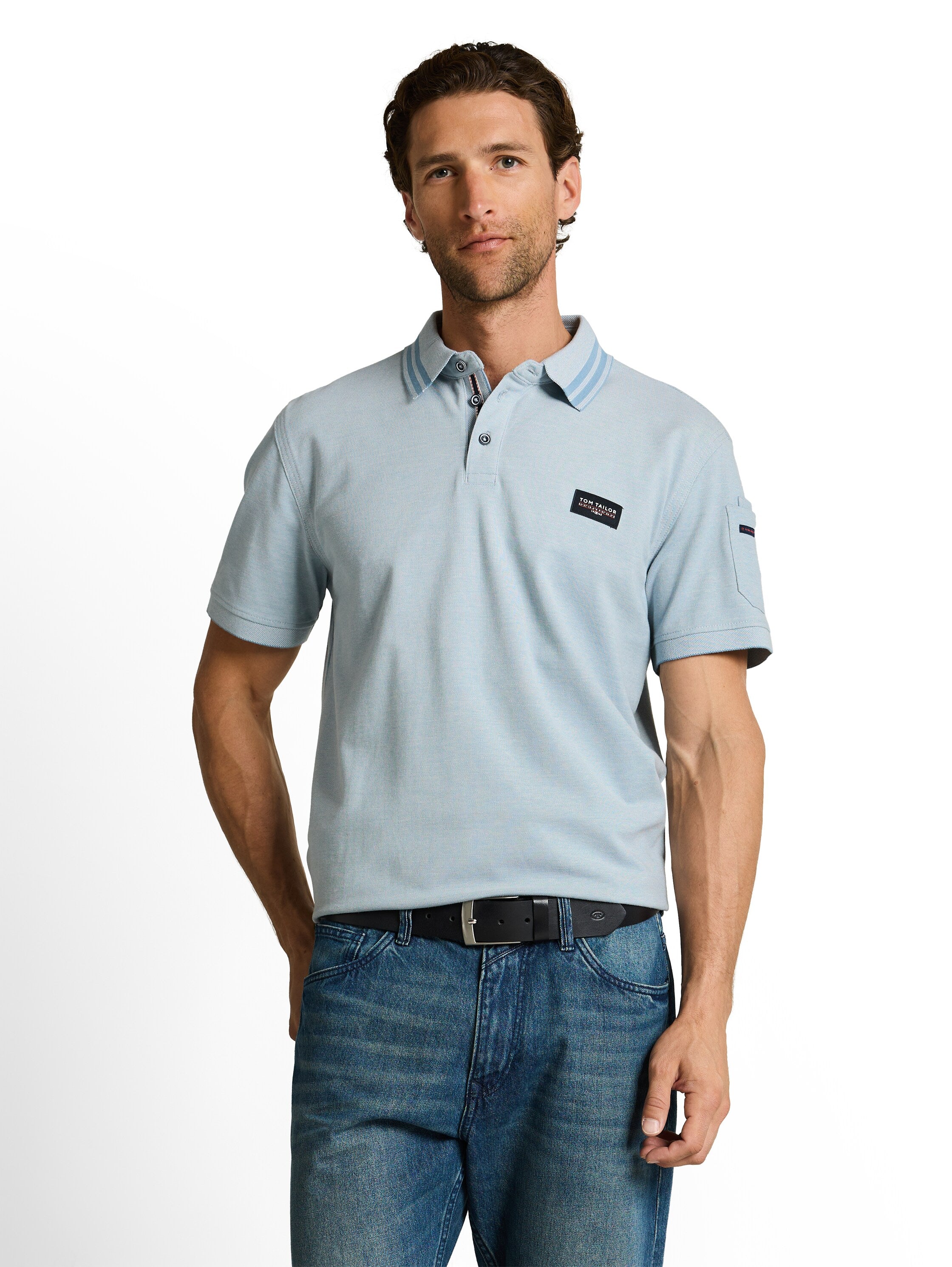 Tom Tailor Blue Polo With Sleeved Pocket