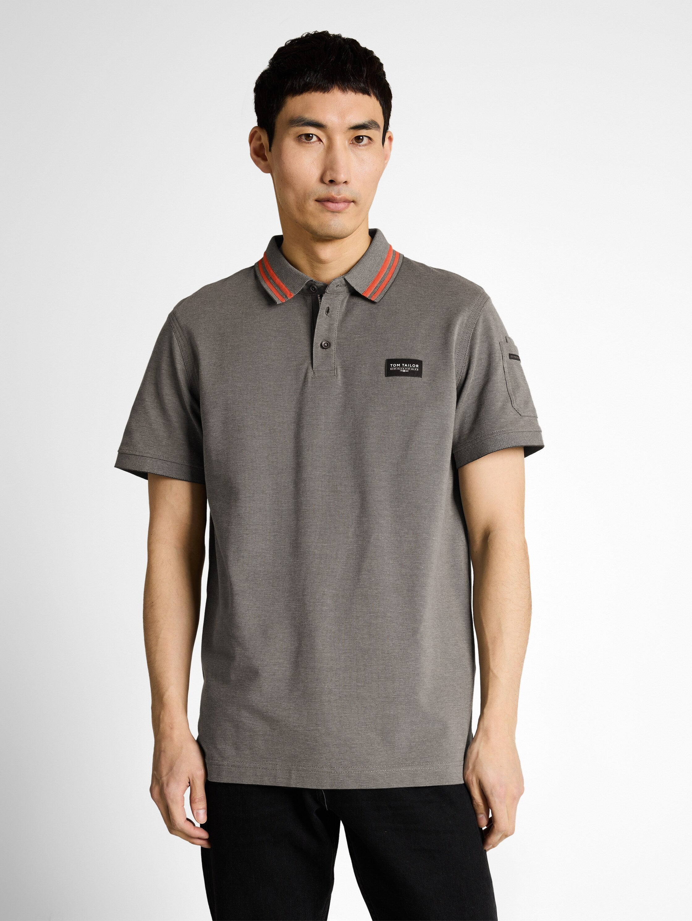 Tom Tailor Grey Polo With Sleeved Pocket