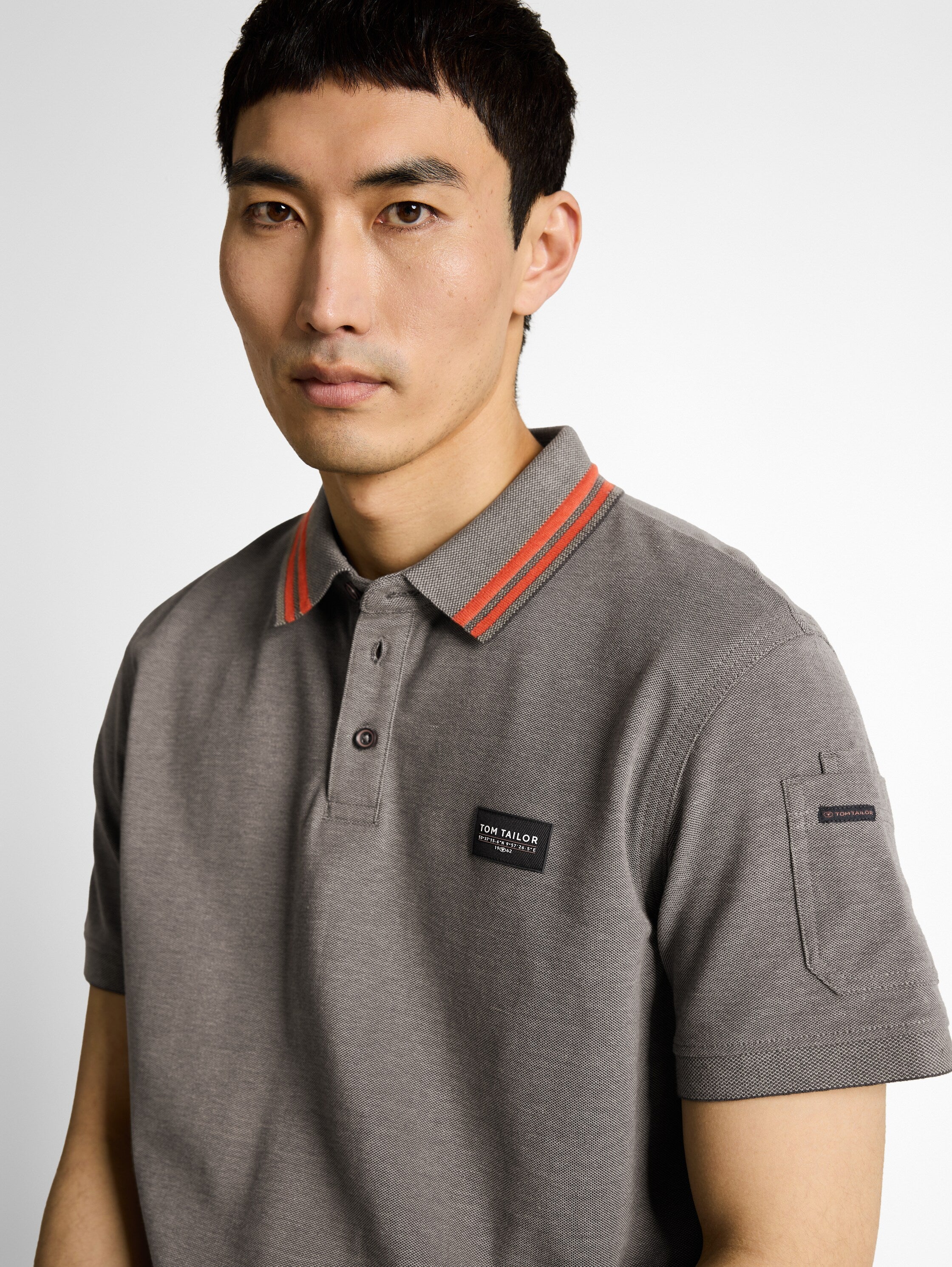 Tom Tailor Grey Polo With Sleeved Pocket