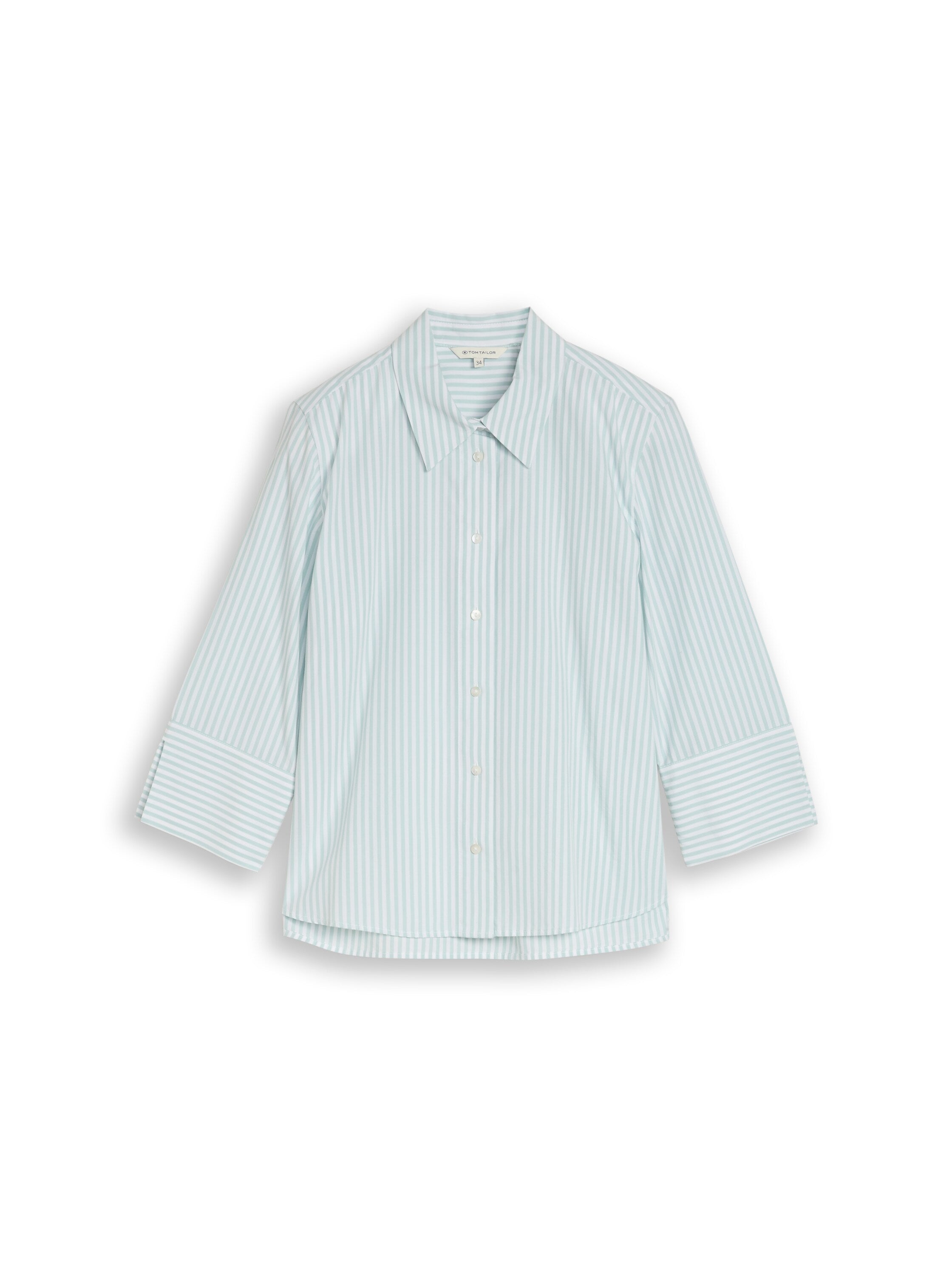 Tom Tailor Blue White Thin Striped Blouse With 3/4 Sleeved