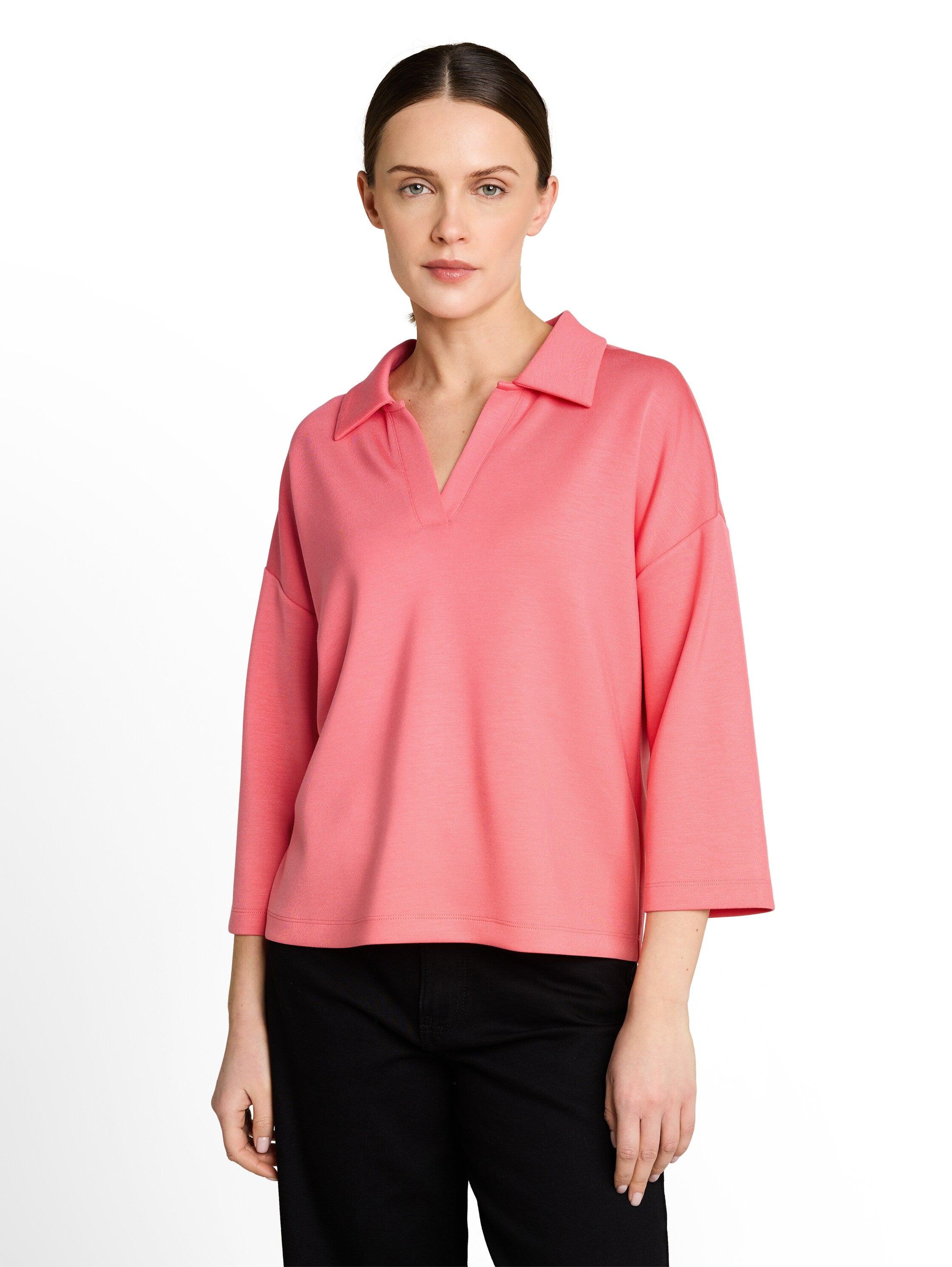 Tom Tailor Coral Pink Long-Sleeved Shirt With Polo Collar