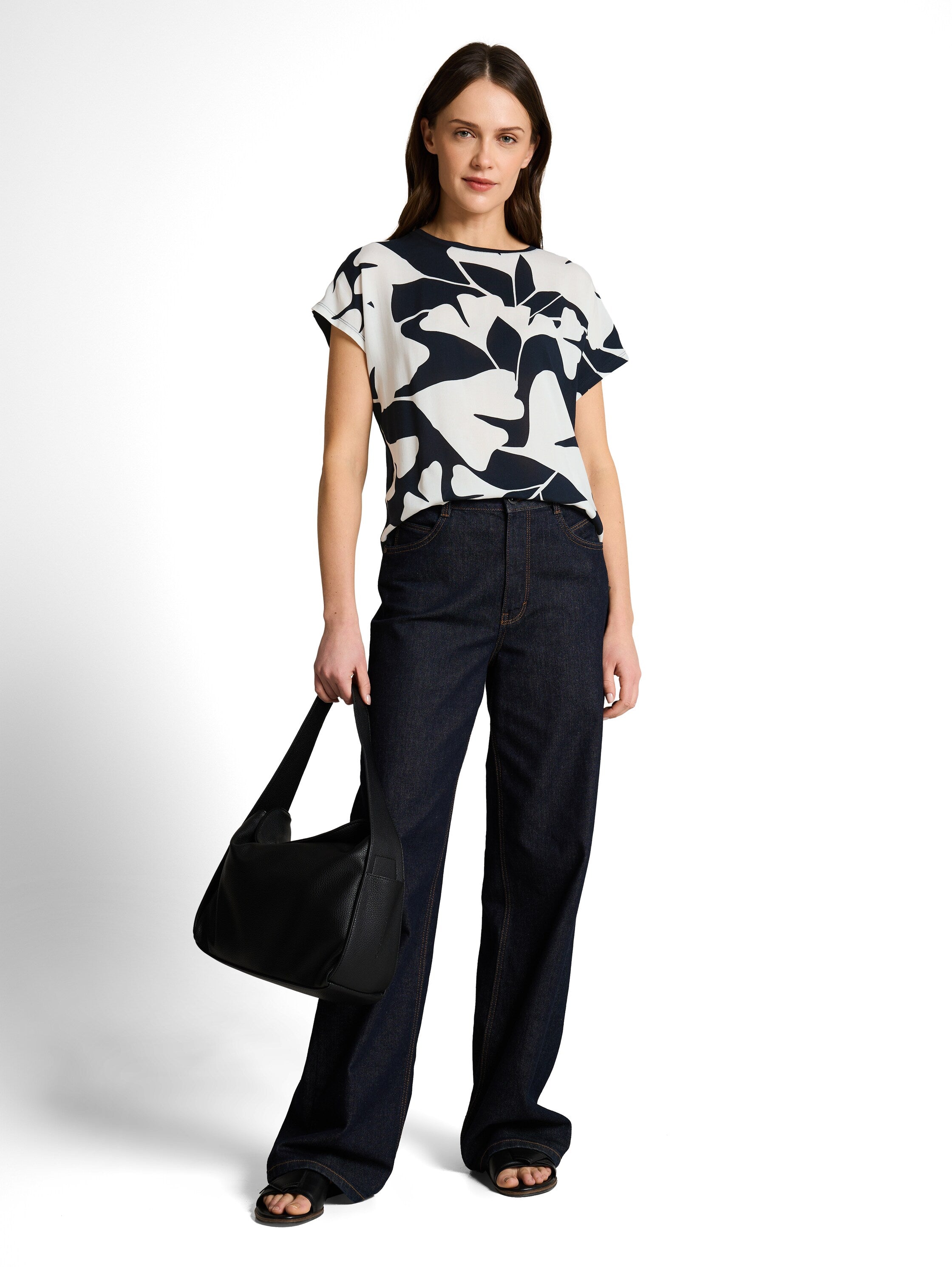 Tom Tailor White & Black Top With Design