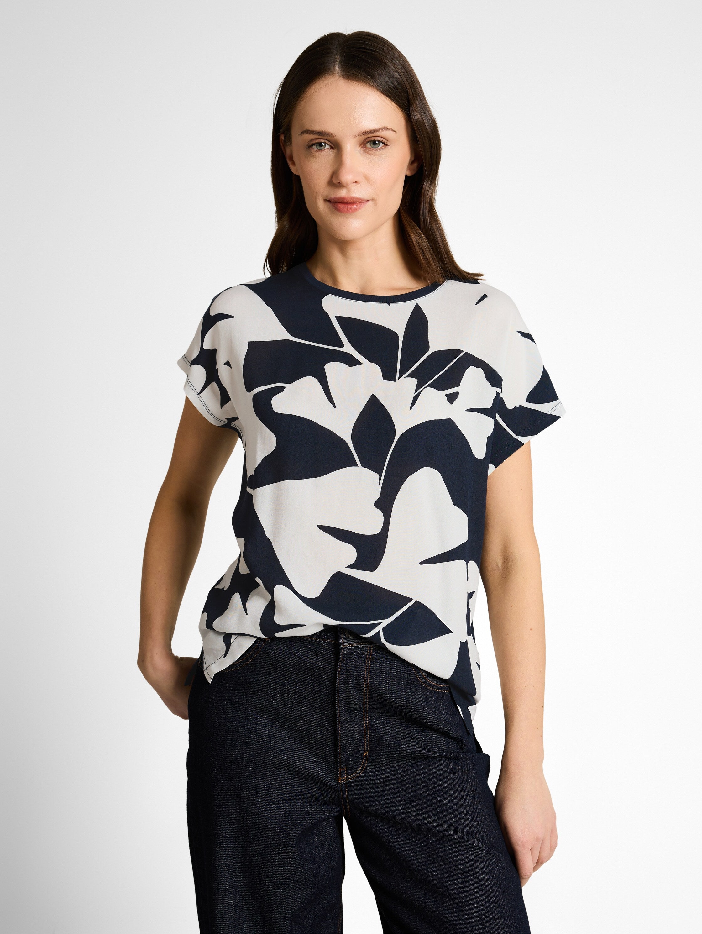 Tom Tailor White & Black Top With Design