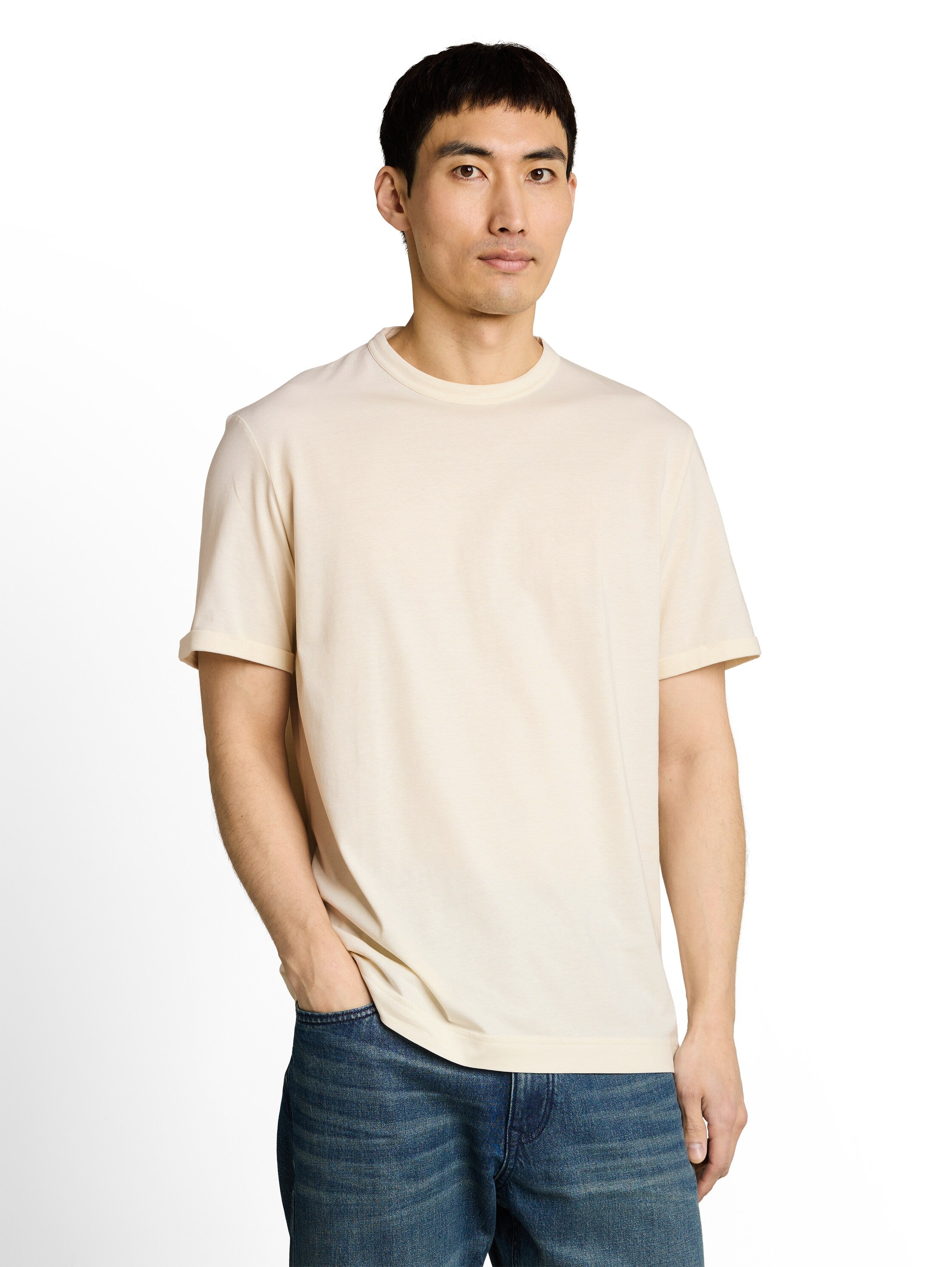 Tom Tailor Off White Short Sleeved Plain T-Shirt