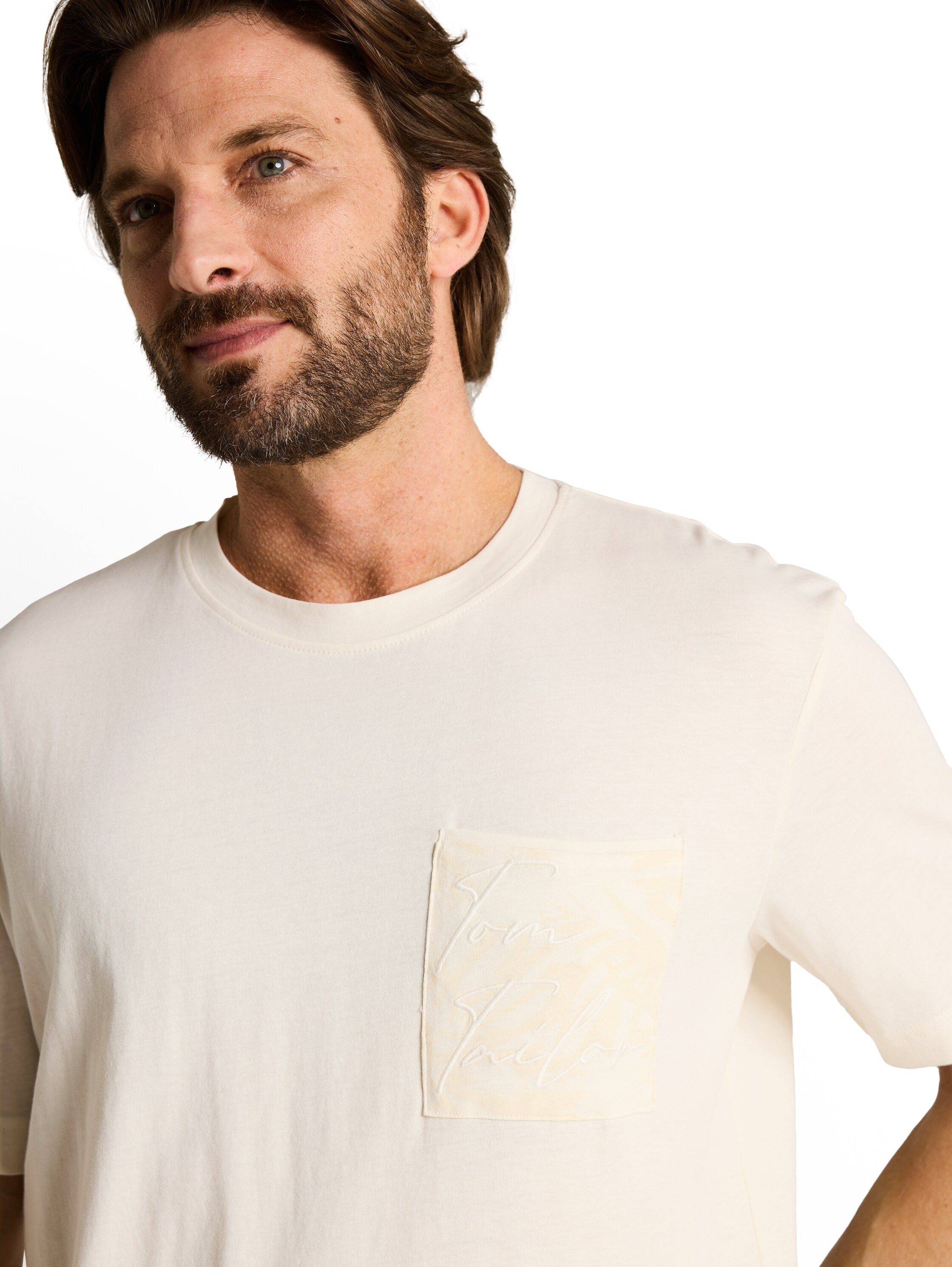 Tom Tailor Gardenia White T-Shirt With Breast Pocket