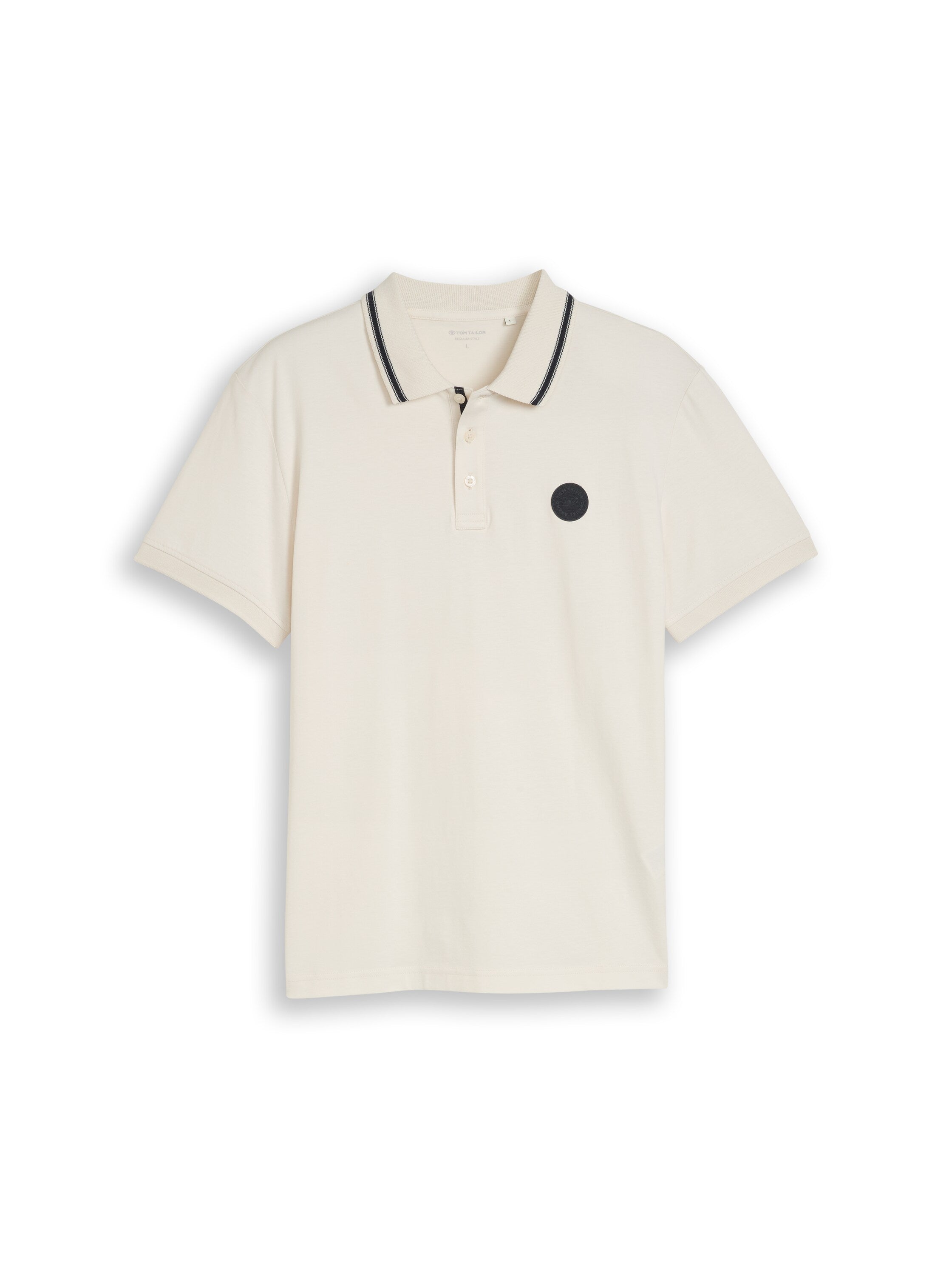 Tom Tailor Gardenia White Polo Shirt With Logo Badge