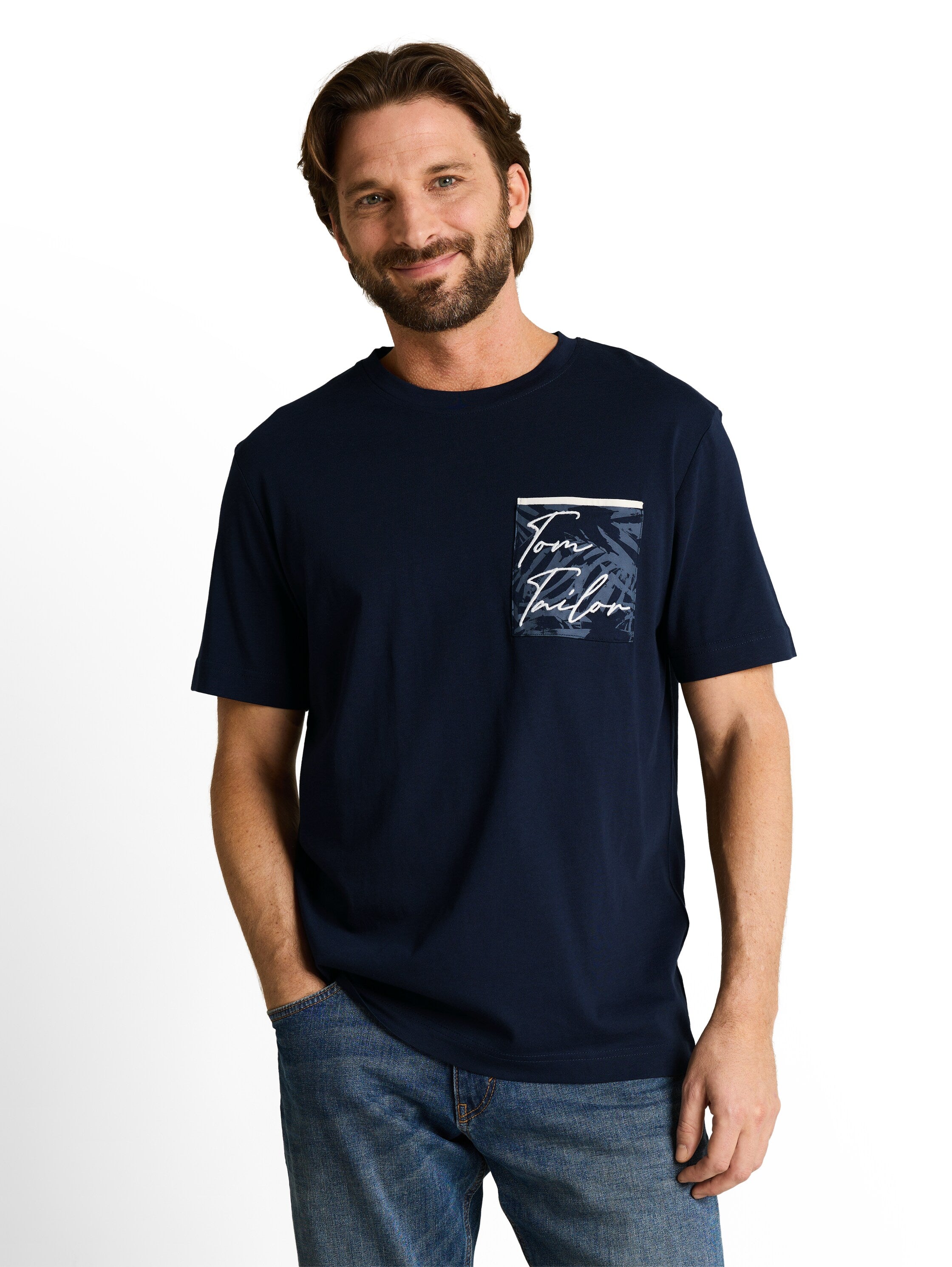 Tom Tailor Navy T-Shirt With Breast Pocket