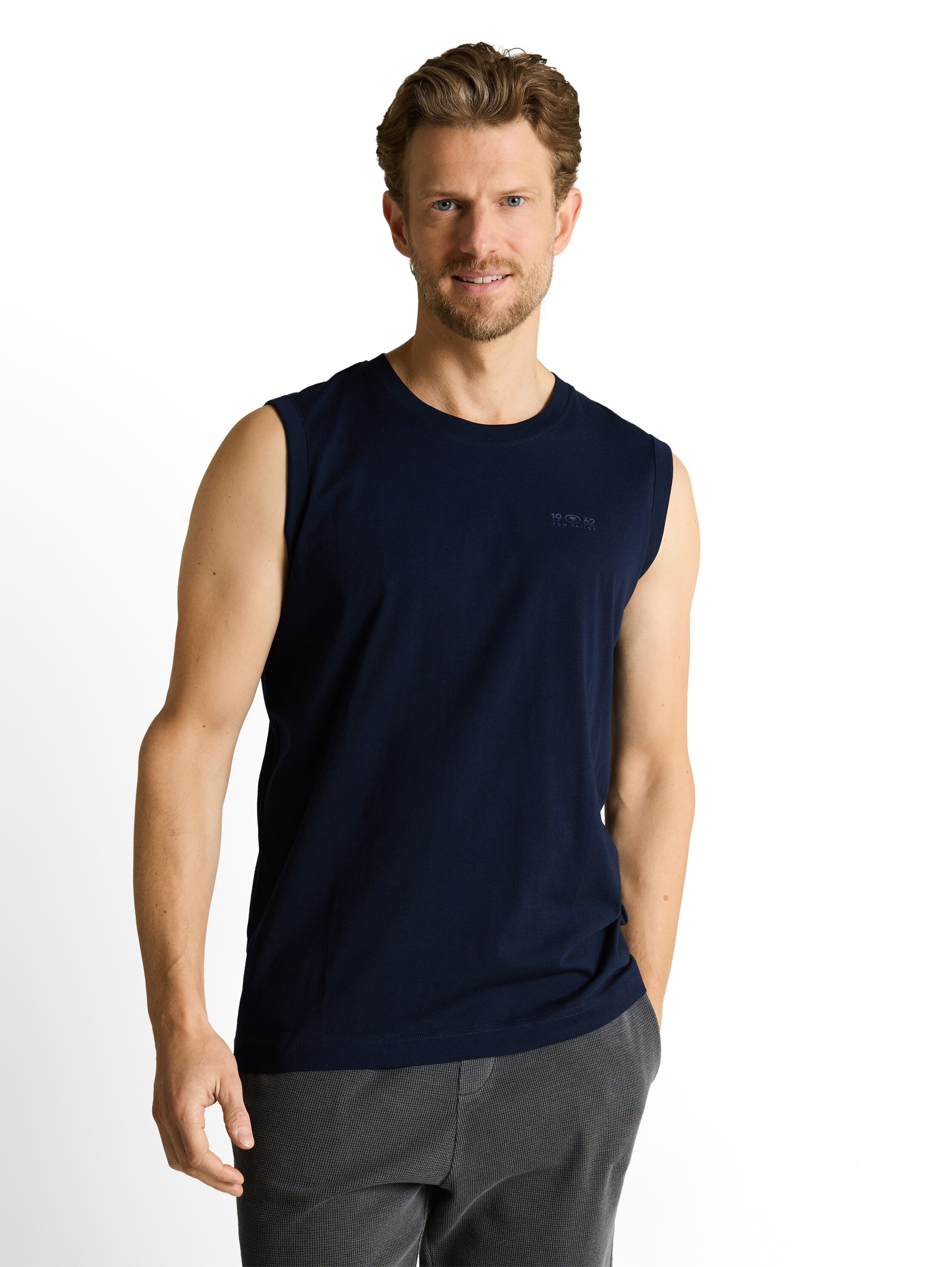 Tom Tailor Navy Sleeveless Plain Top