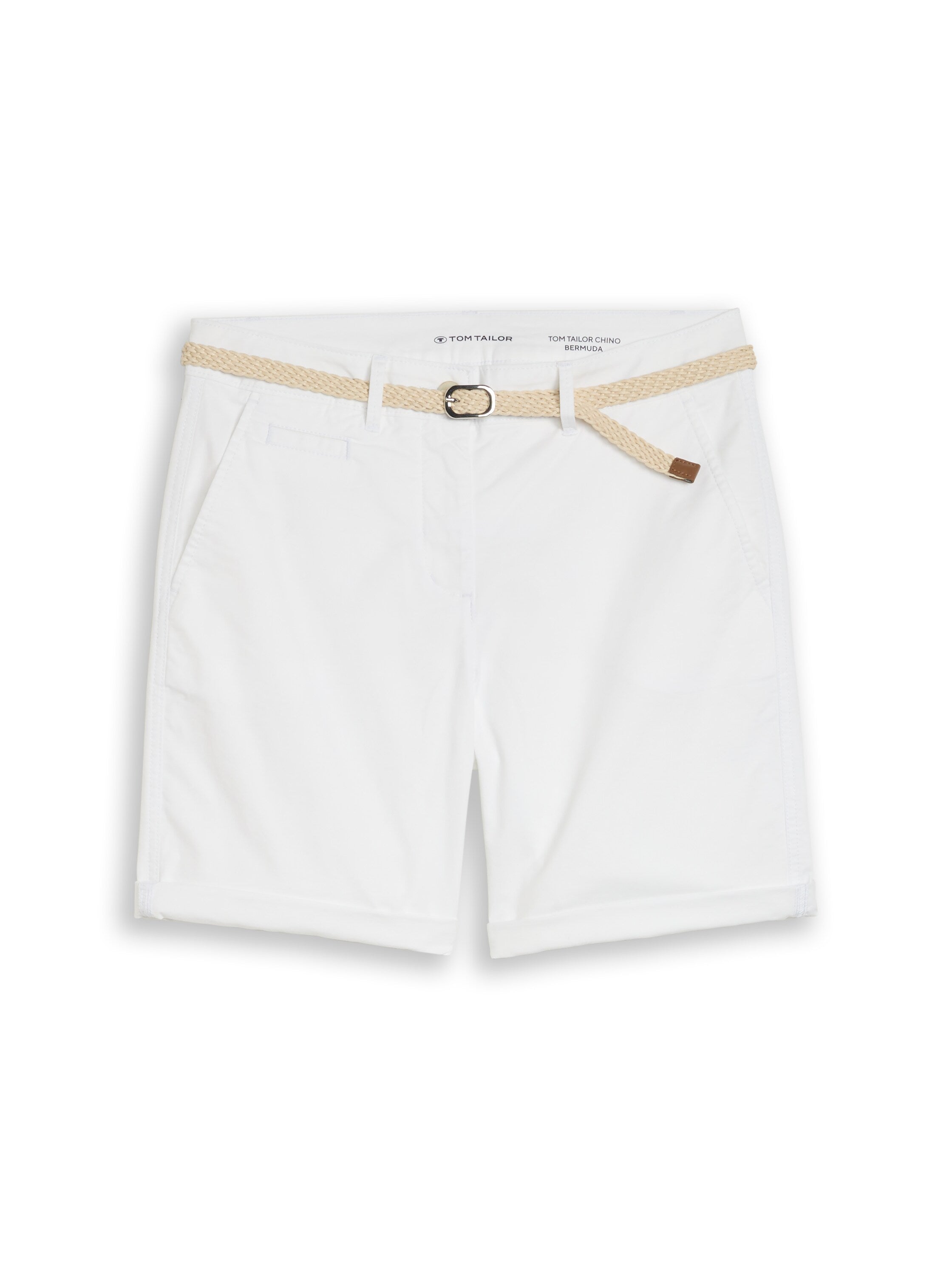 Tom Tailor White Chino Bermuda Shorts With Belt