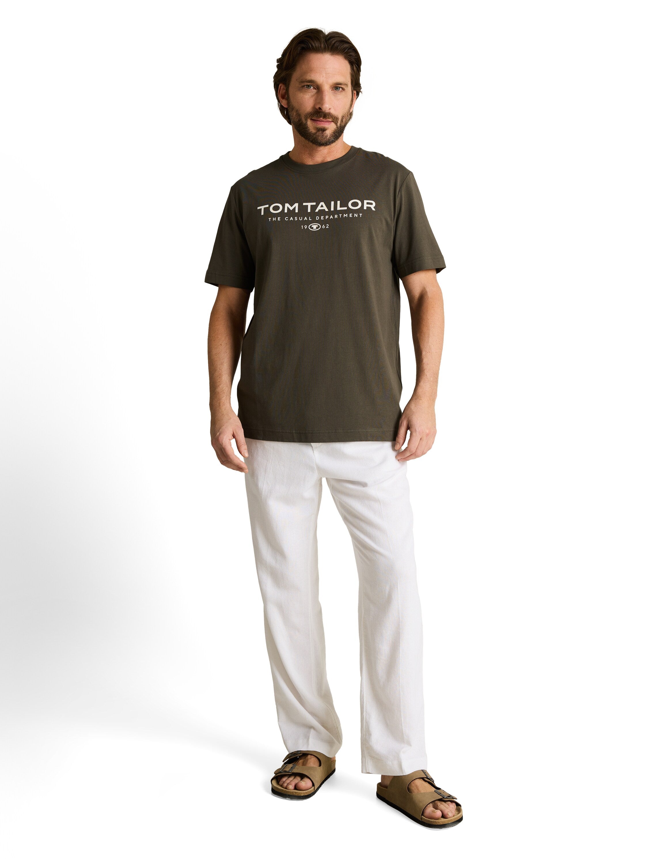 Tom Tailor Cotton Olive T-shirt with logo print