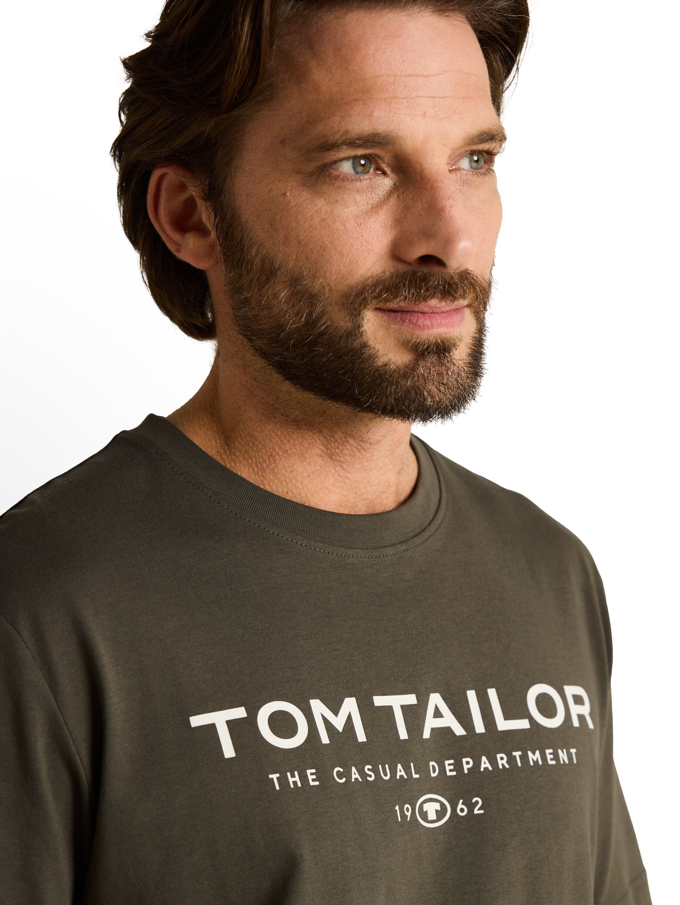 Tom Tailor Cotton Olive T-shirt with logo print
