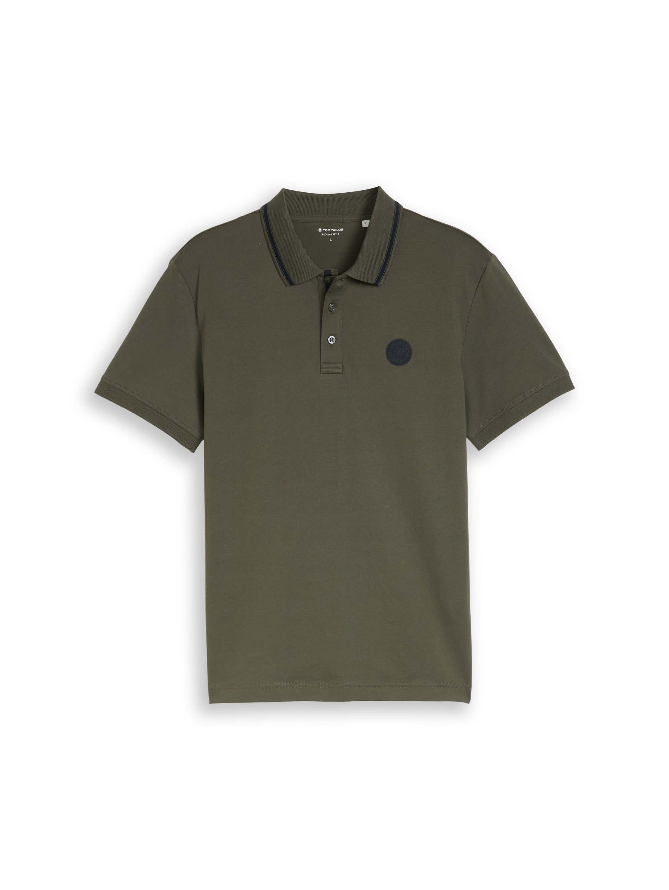 Tom Tailor Olive Short Sleeved Polo With Printed Logo