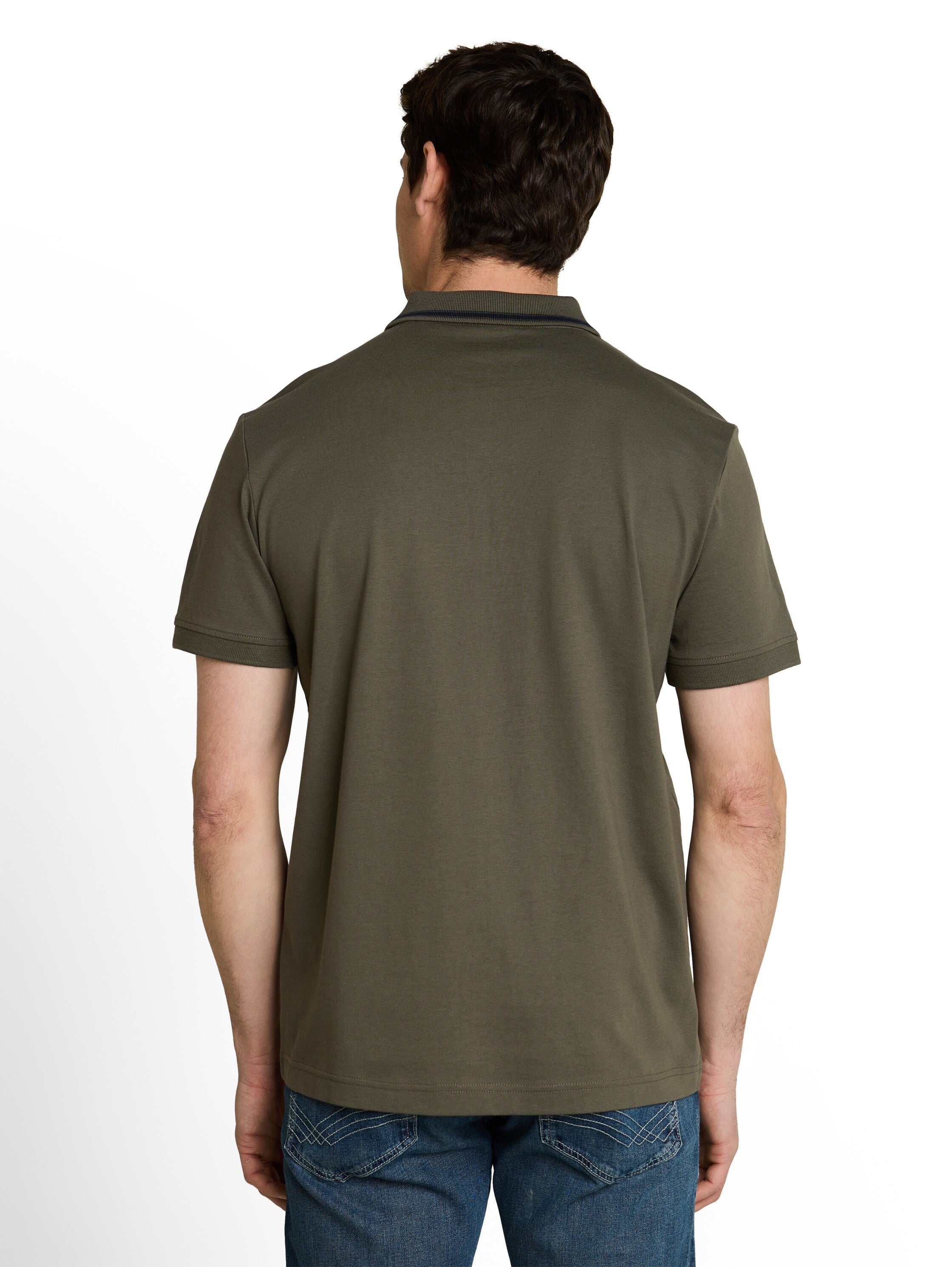 Tom Tailor Olive Short Sleeved Polo With Printed Logo