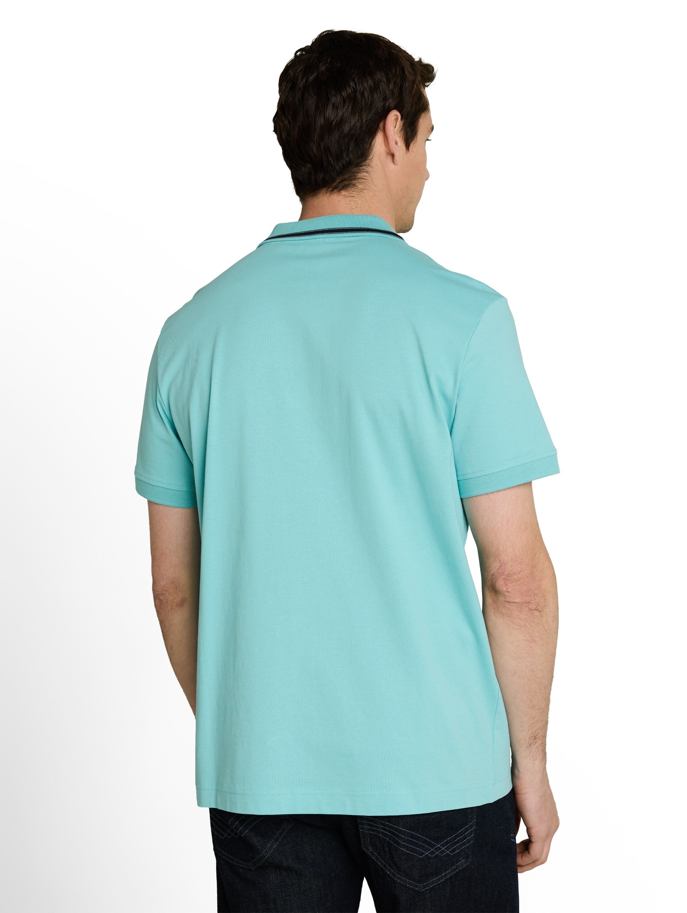 Tom Tailor Aqua Short Sleeved Polo With Printed Logo