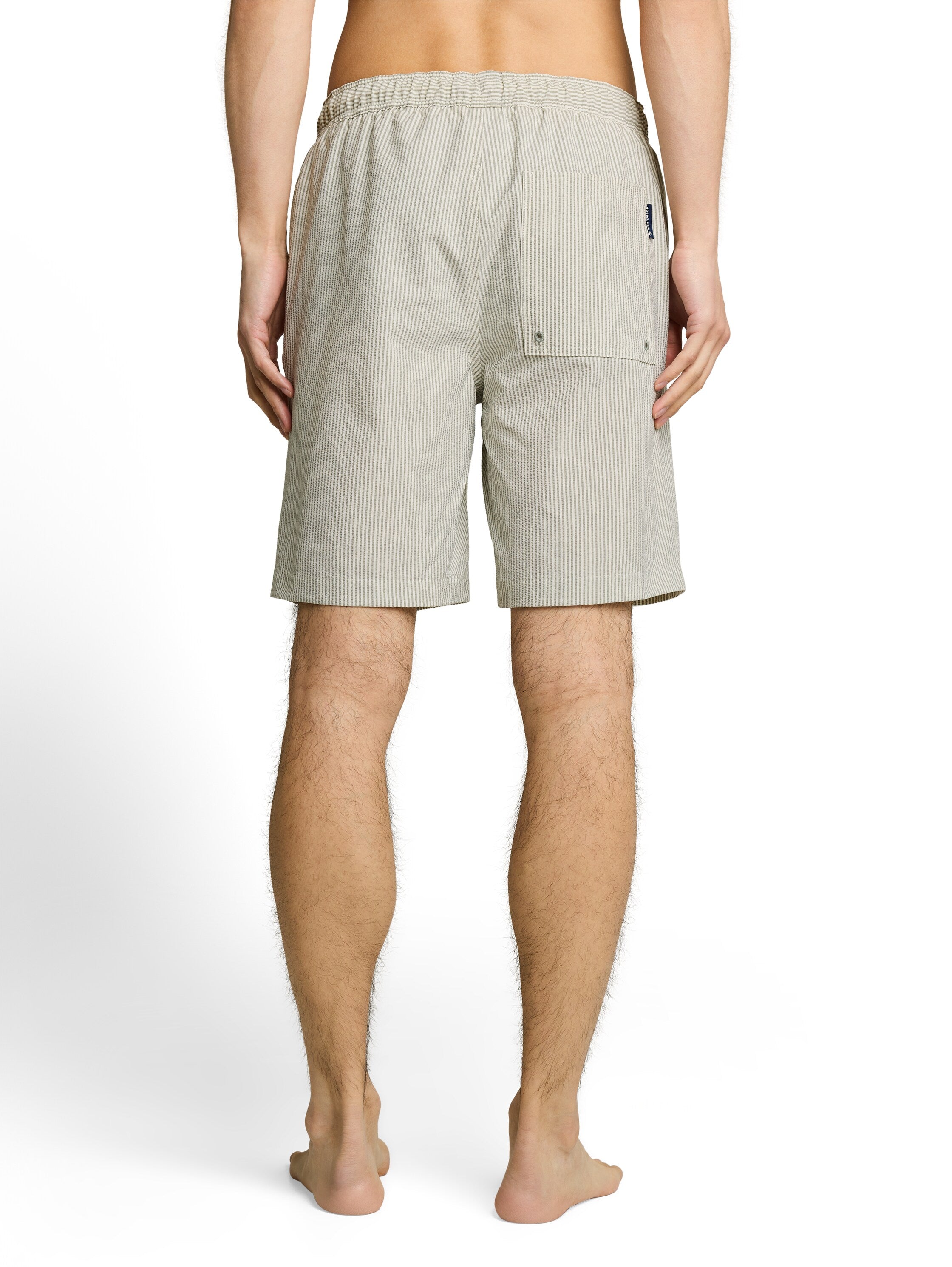 Tom Tailor Seersucker Green Beige Swim shorts With Striped Pattern