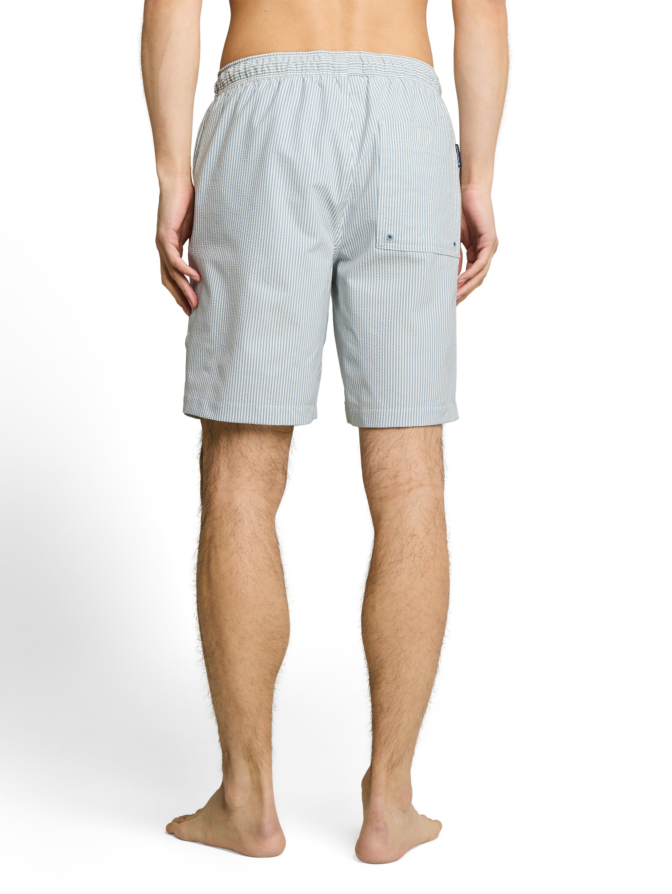 Tom Tailor Seersucker Blue Beige Swim shorts With Striped Pattern