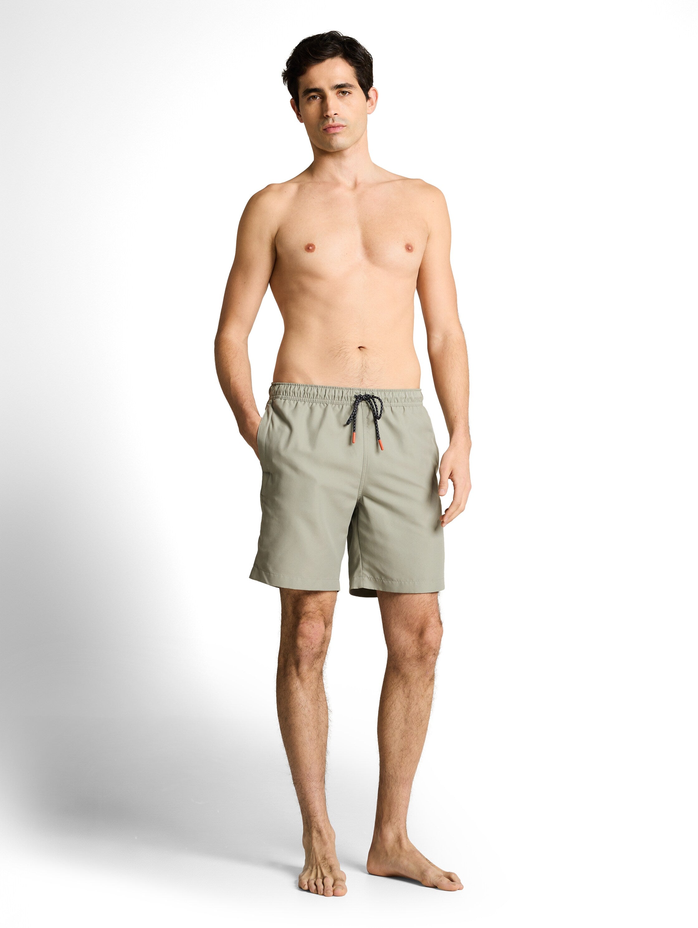 Tom Tailor Greyish Olive Swim Shorts With Drawstring