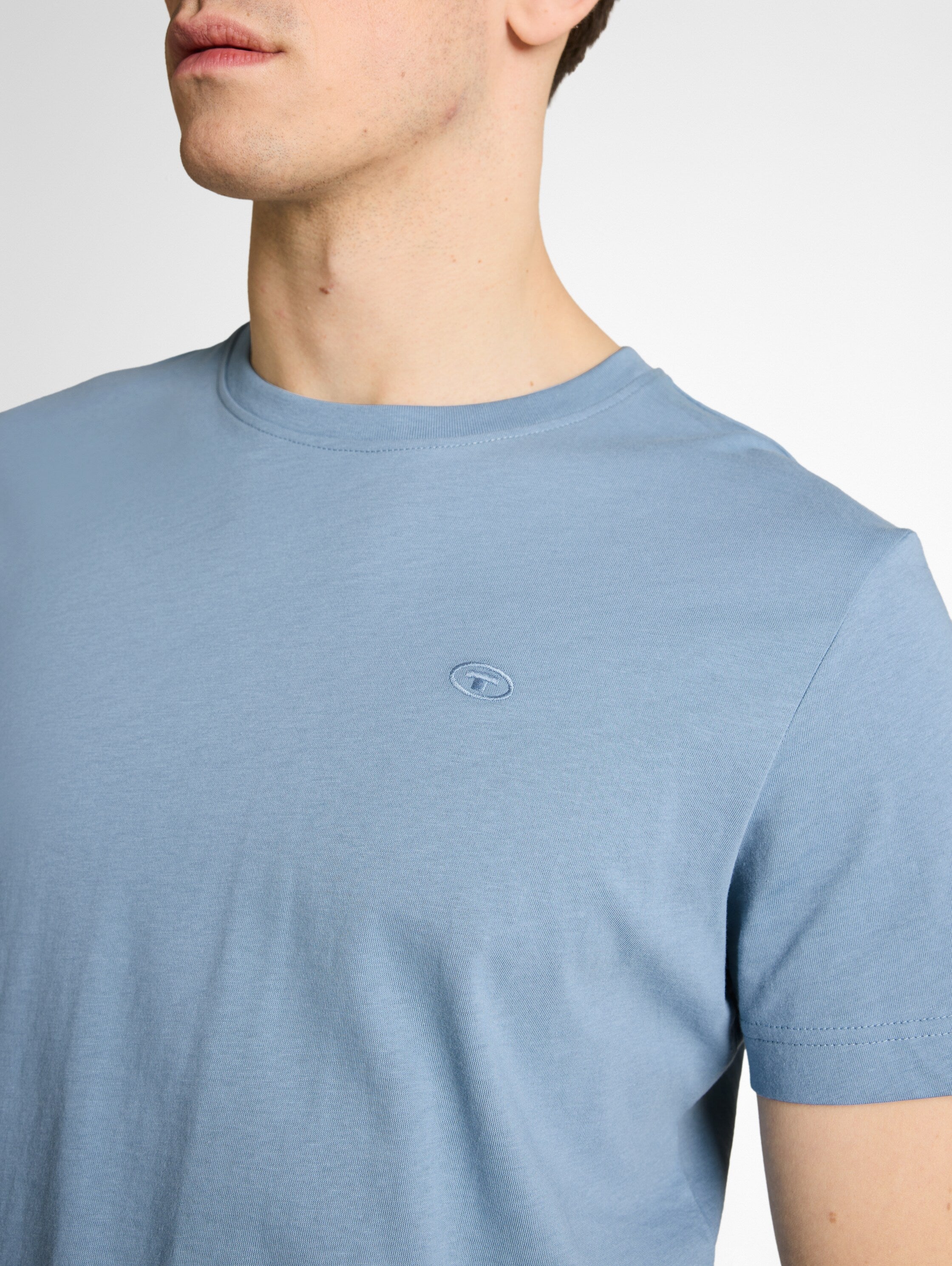 Tom Tailor Blue Short Sleeved Round Neck Plain T-Shirt