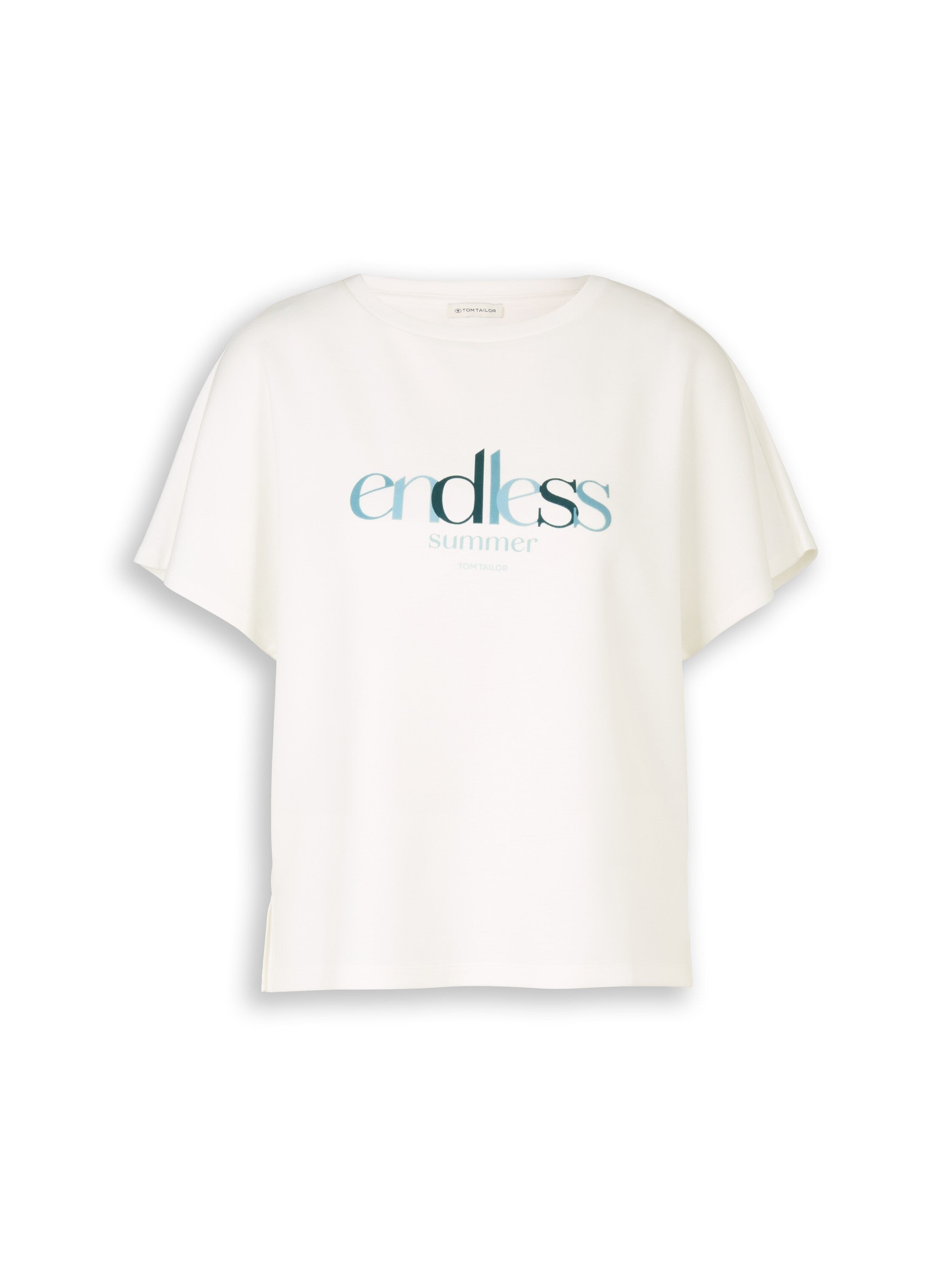 Tom Tailor White Loose-Fit Scuba T-shirt With Print