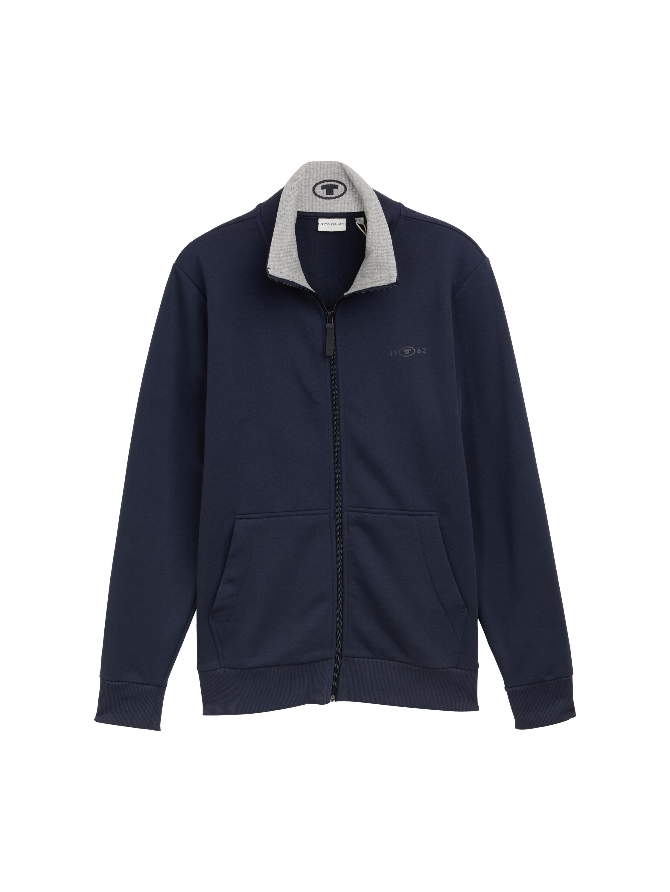 Tom Tailor Navy Jacket With High Collar In Contrasting Color Inside