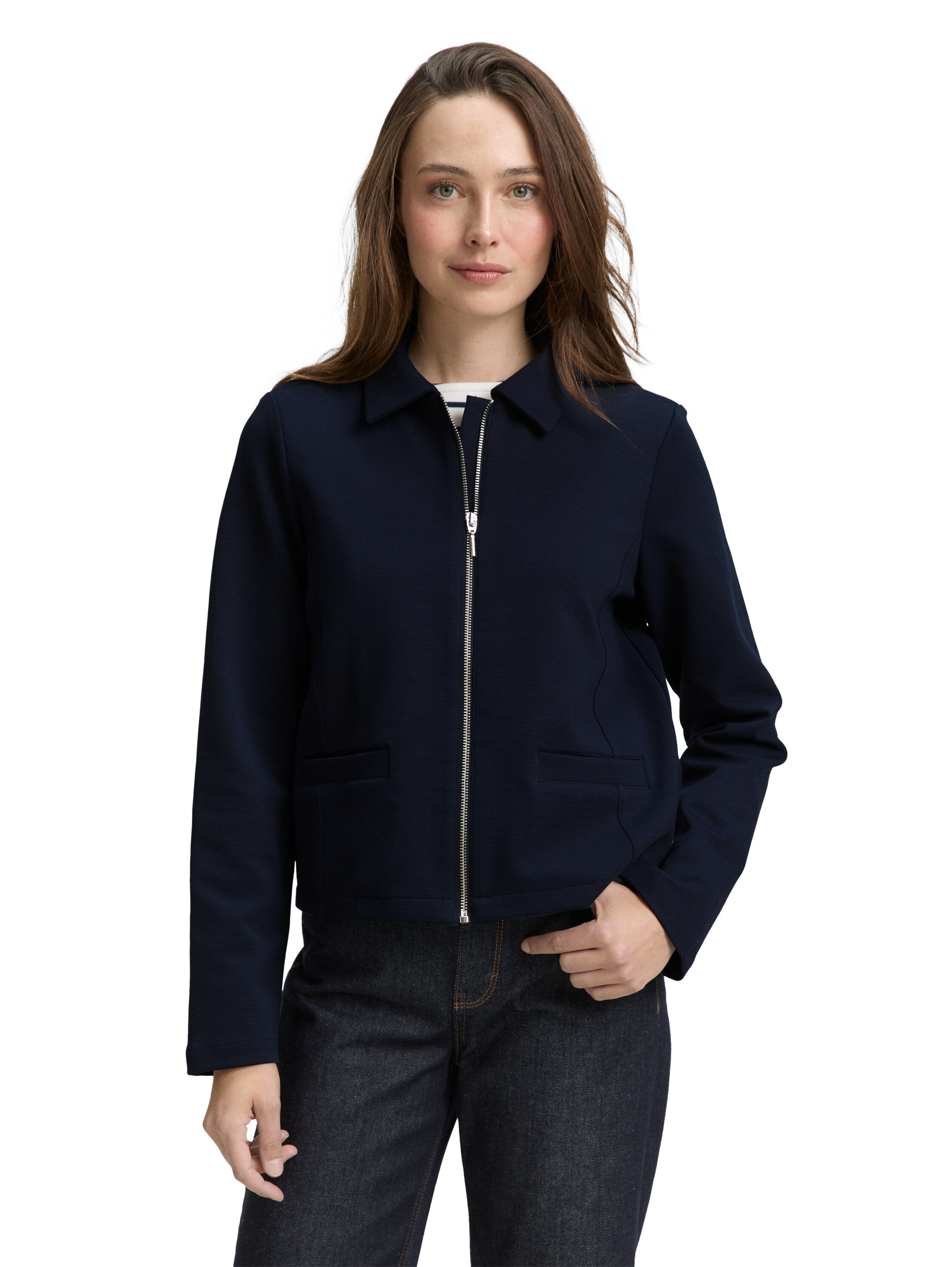Tom Tailor Sky Captain Blue Blazer With Zipper To Close
