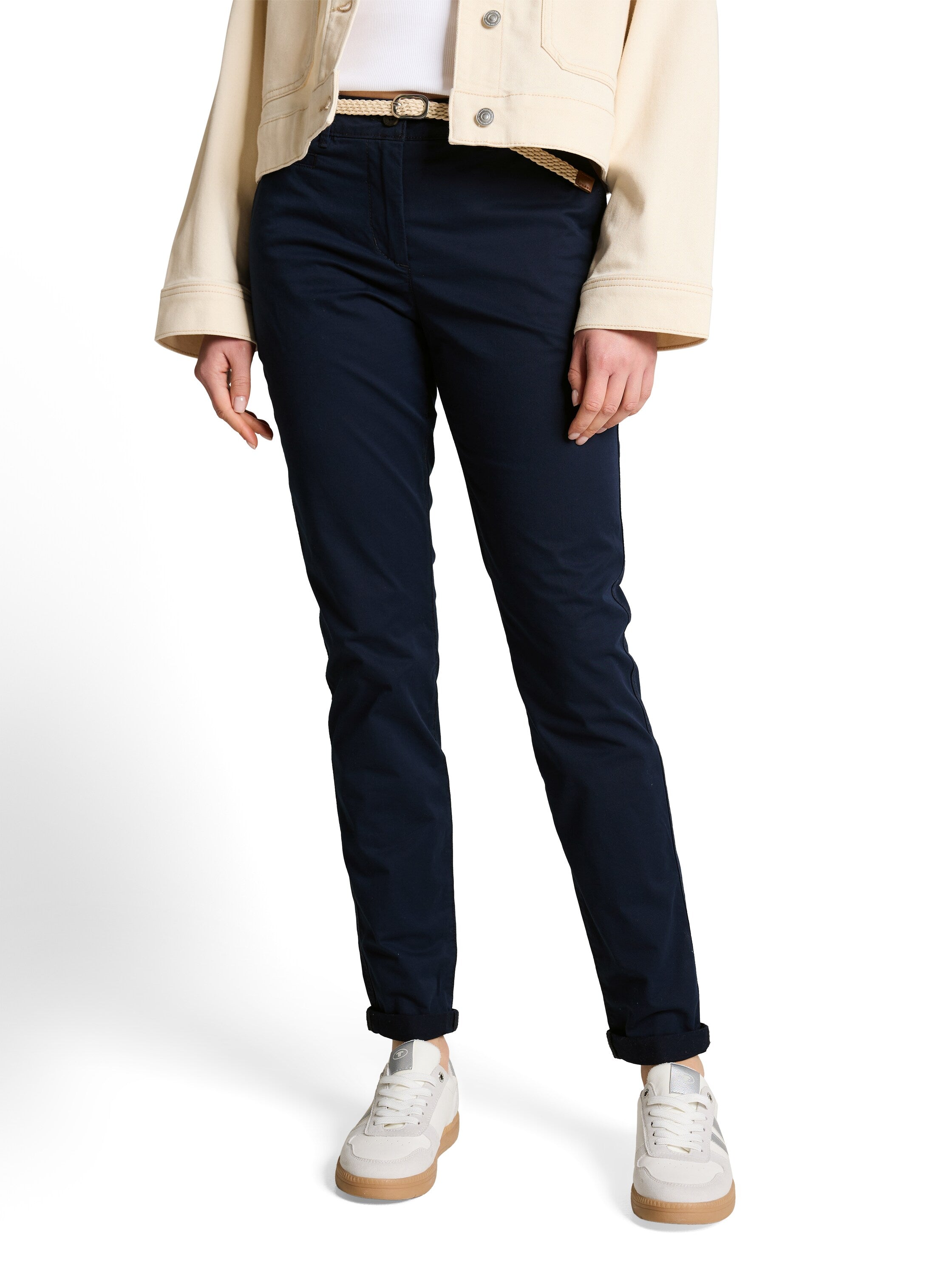 Tom Tailor Navy Slim-Fit Chinos With Belt