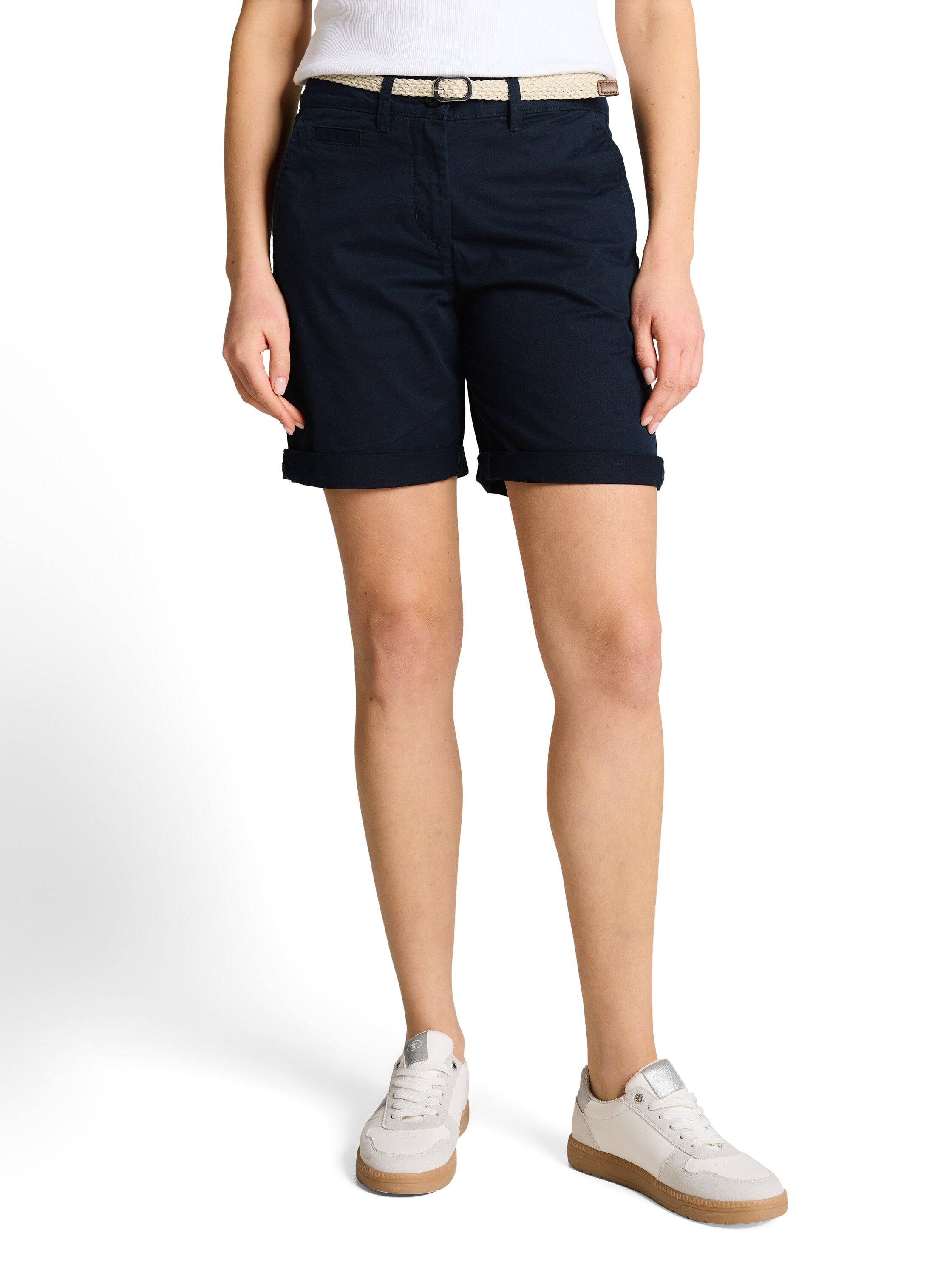 Tom Tailor Navy Chino Bermuda Shorts With Belt