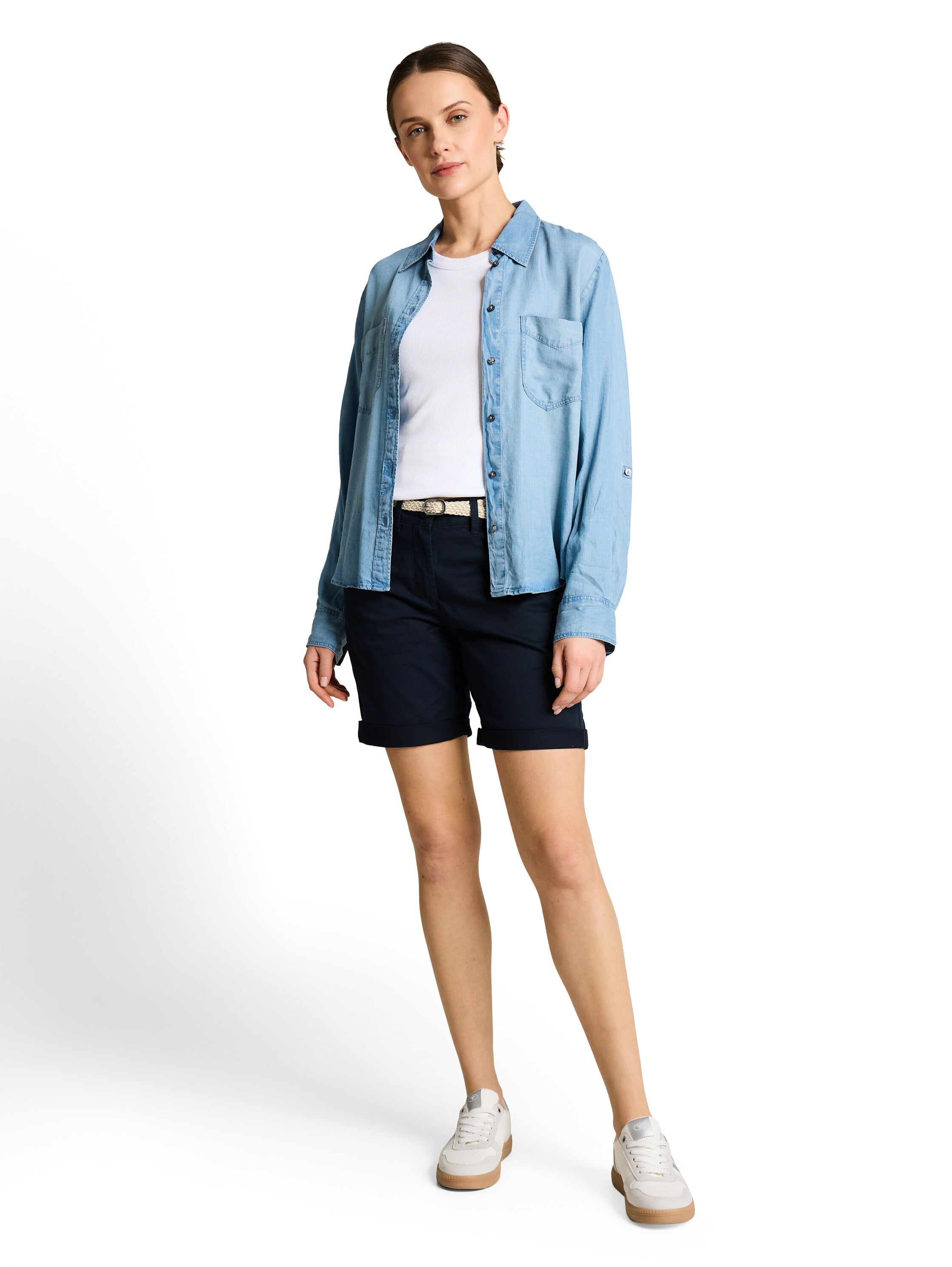 Tom Tailor Navy Chino Bermuda Shorts With Belt