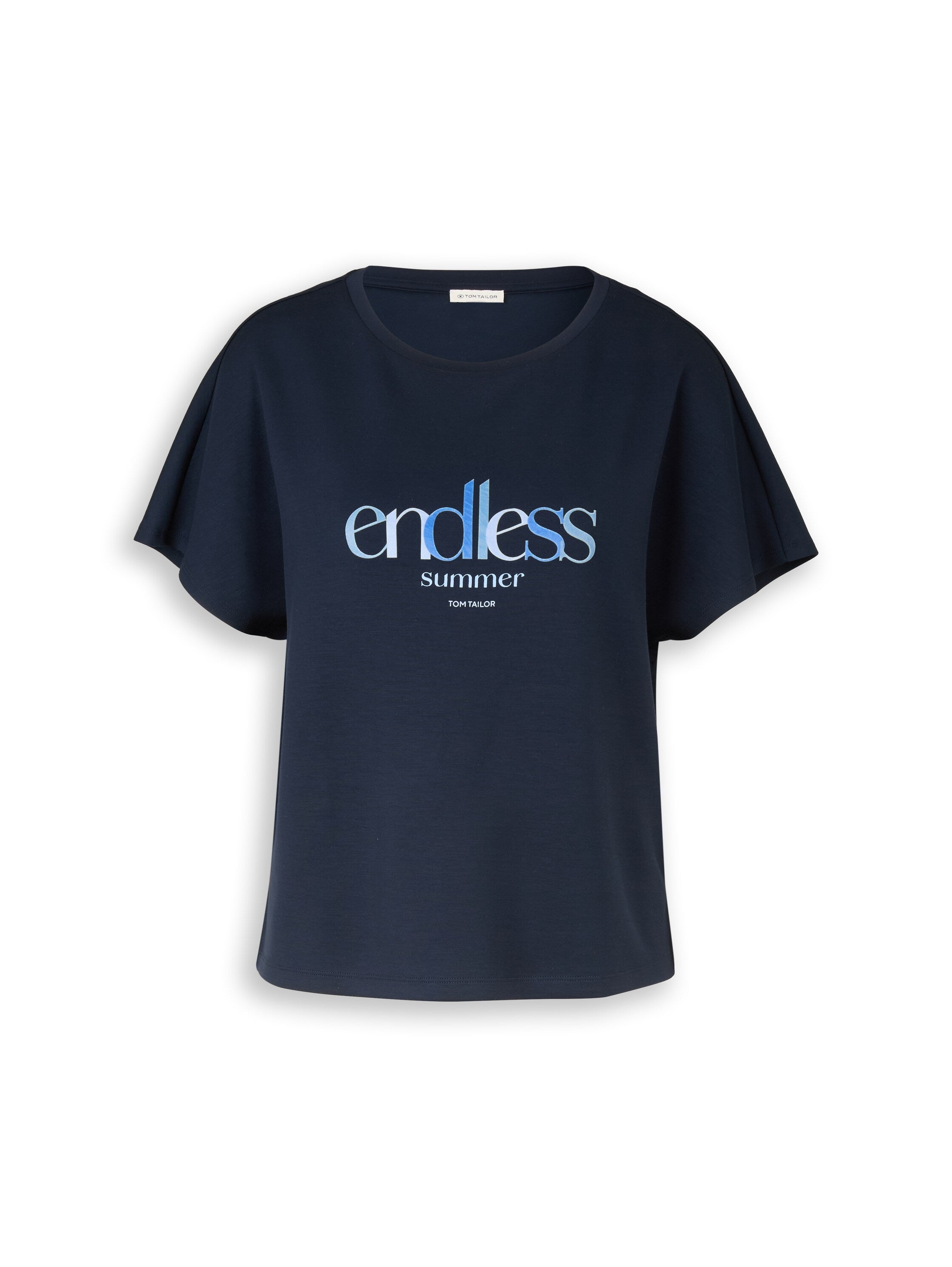Tom Tailor Navy Loose-Fit Scuba T-shirt With Print