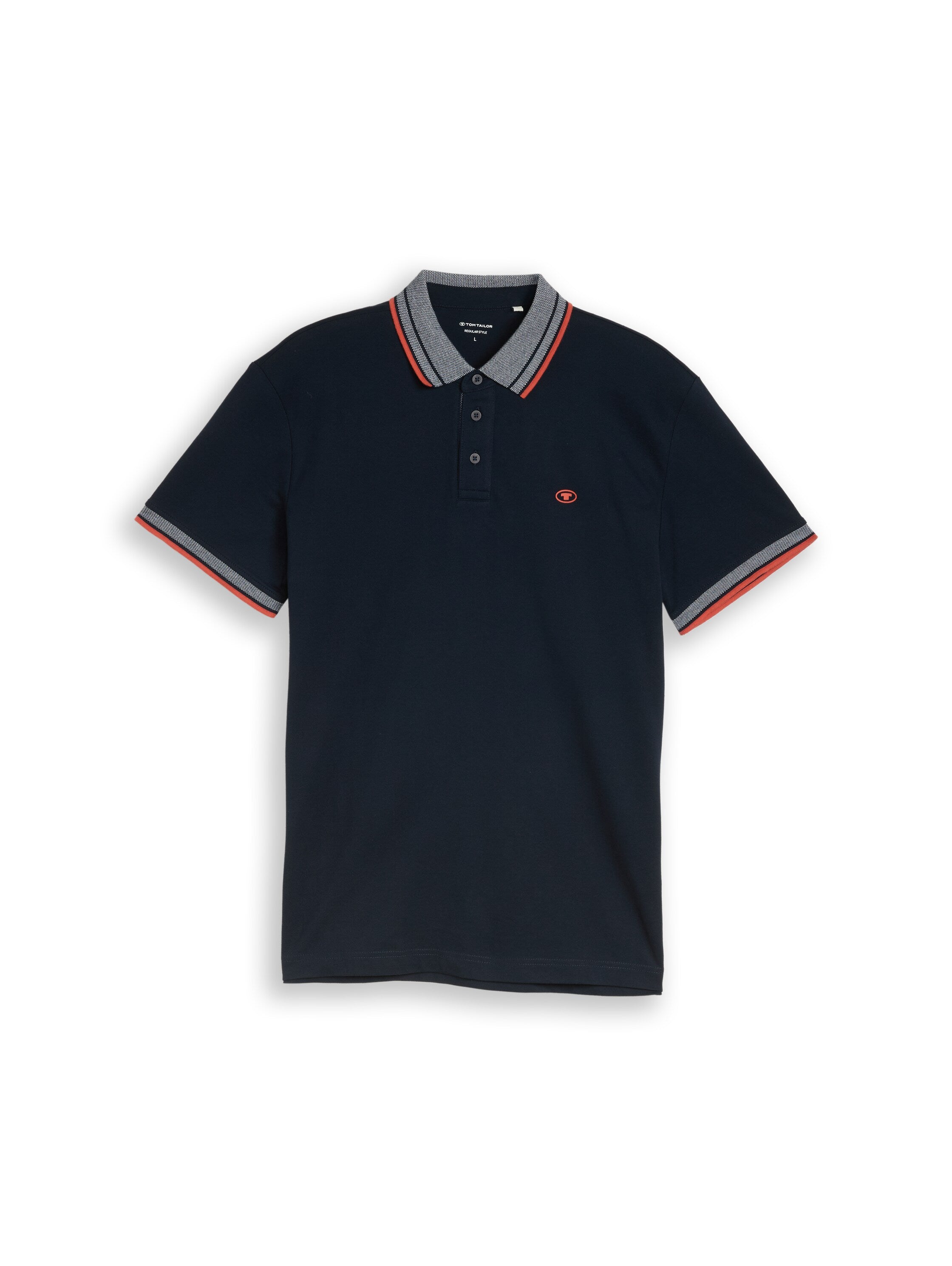 Tom Tailor Navy Polo Shirt With Logo Print