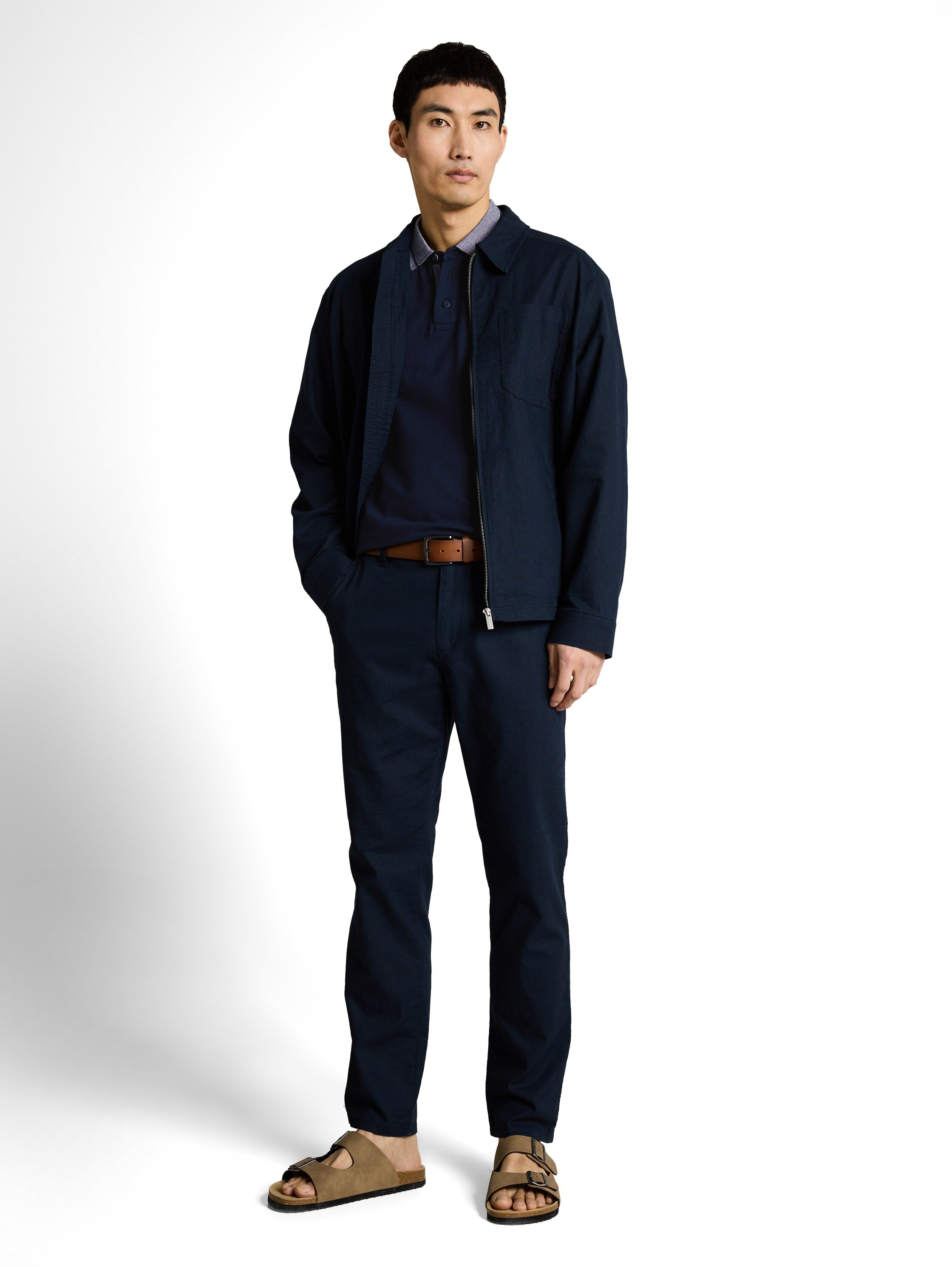 Tom Tailor Navy Polo Shirt With Logo Print
