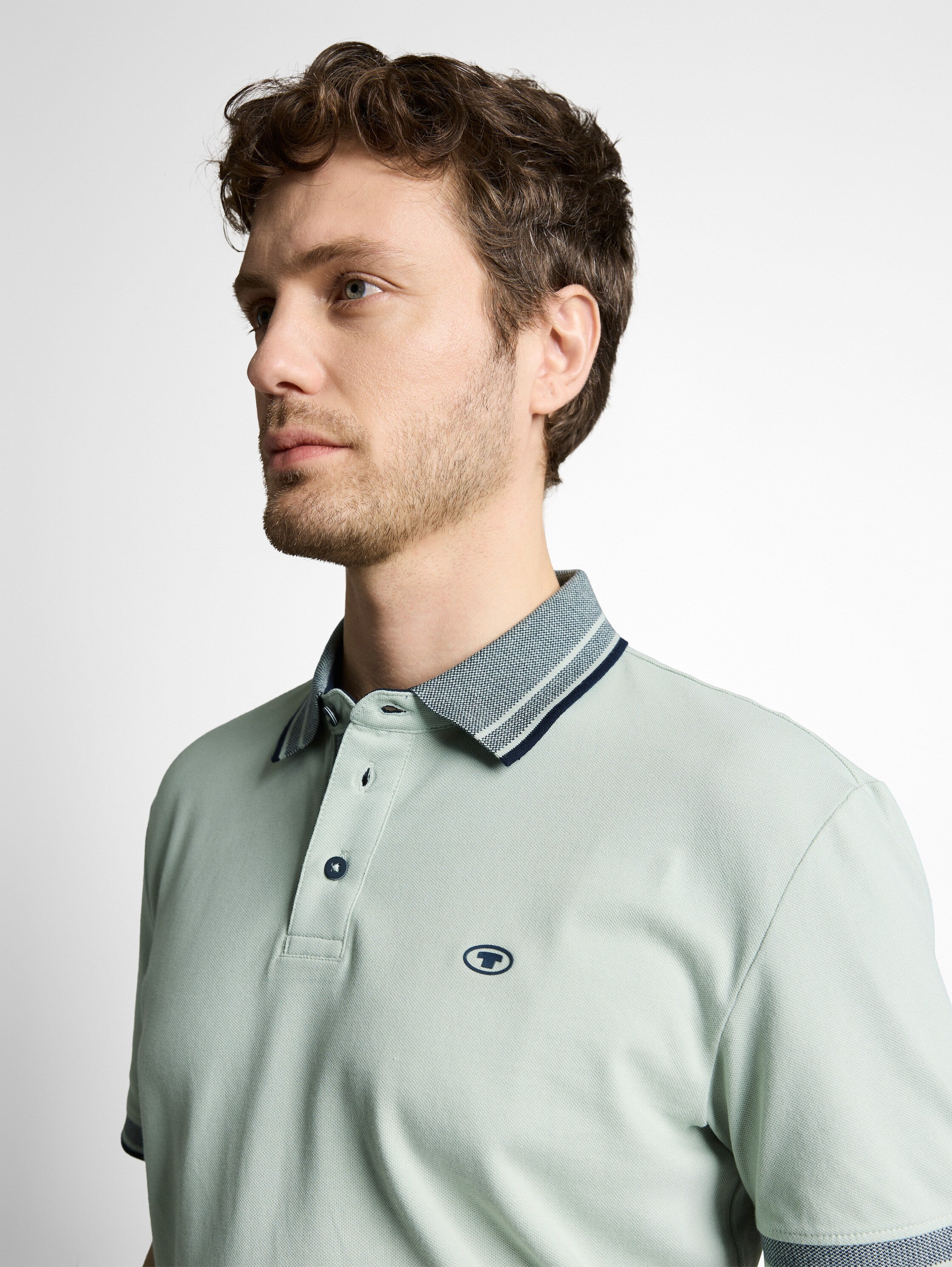 Tom Tailor Mint Polo Shirt With Logo Print