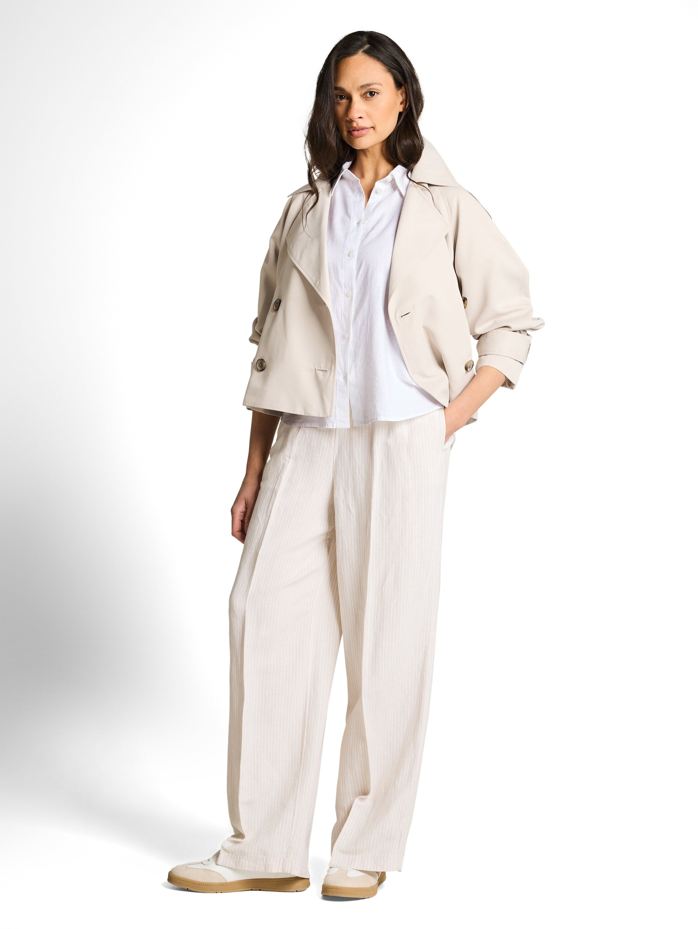 Tom Tailor White Loose-Fit Blouse With Linen Blend